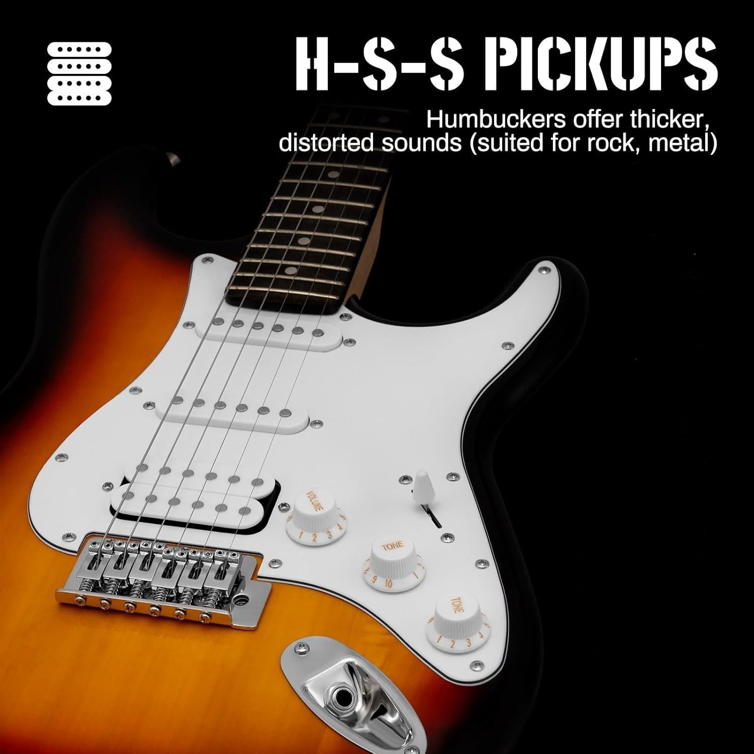 Kit de guitarra eléctrica AODSK 39" con amplificador y accesorios