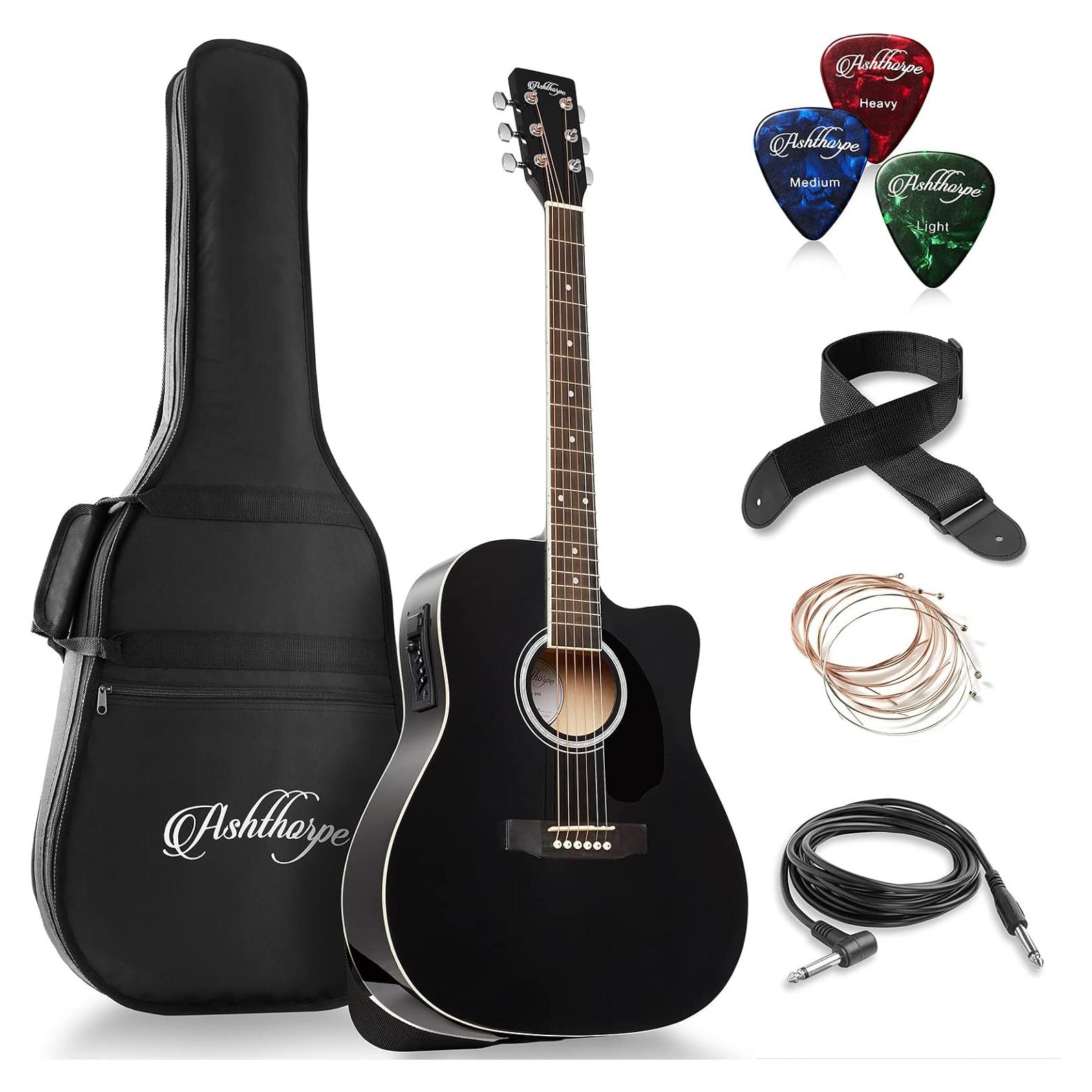 Guitarra Acústica-Eléctrica Ashthorpe Dreadnought 41" Negra