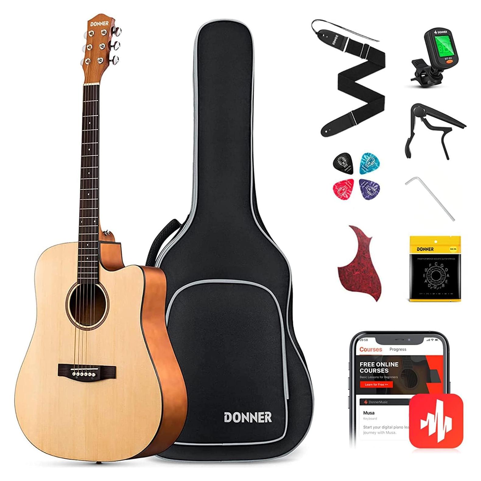 Kit de Guitarra Acústica Donner DAD-140C 41" para Principiantes