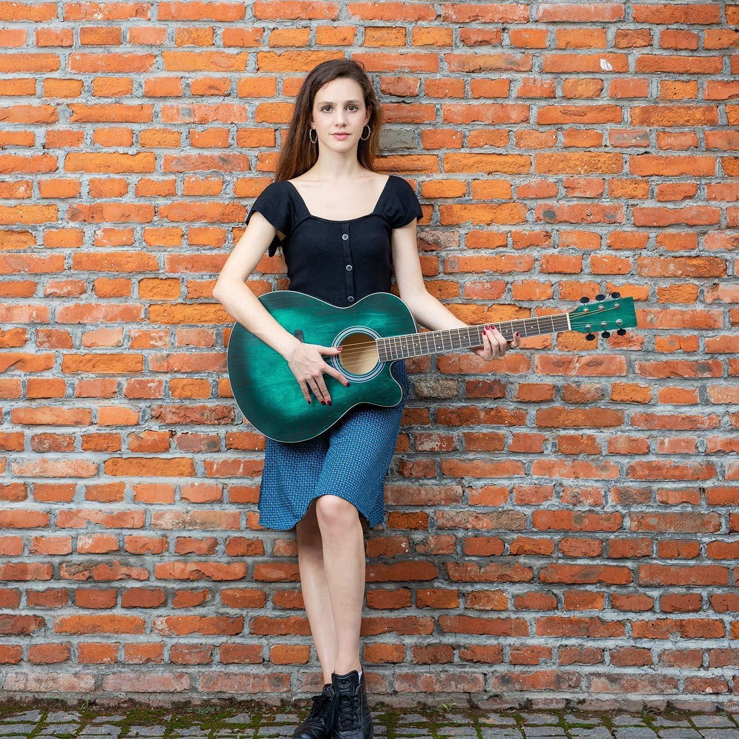 Guitarra Acústica Cutaway 40" Winzz Verde Cazador para Principiantes