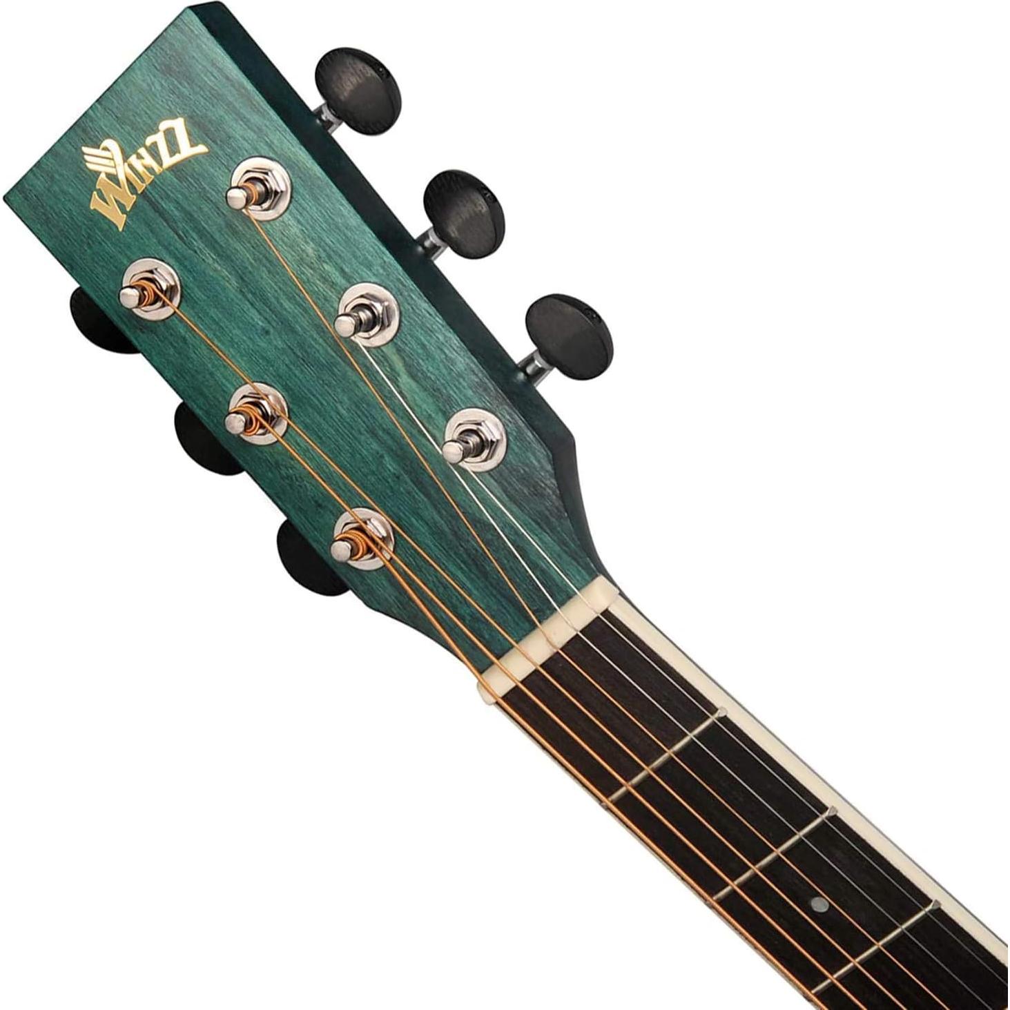 Guitarra Acústica Cutaway 40" Winzz Verde Cazador para Principiantes