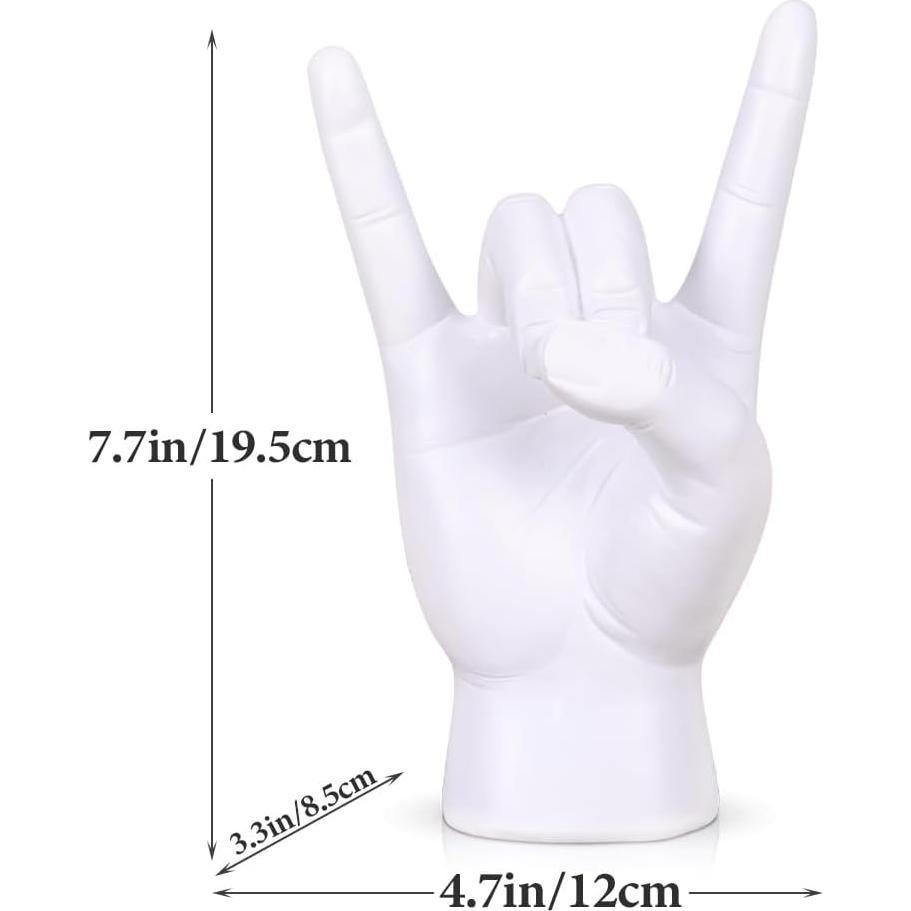 Estatua de Mano Rock On QIANLING en Resina Blanca 19.56 cm