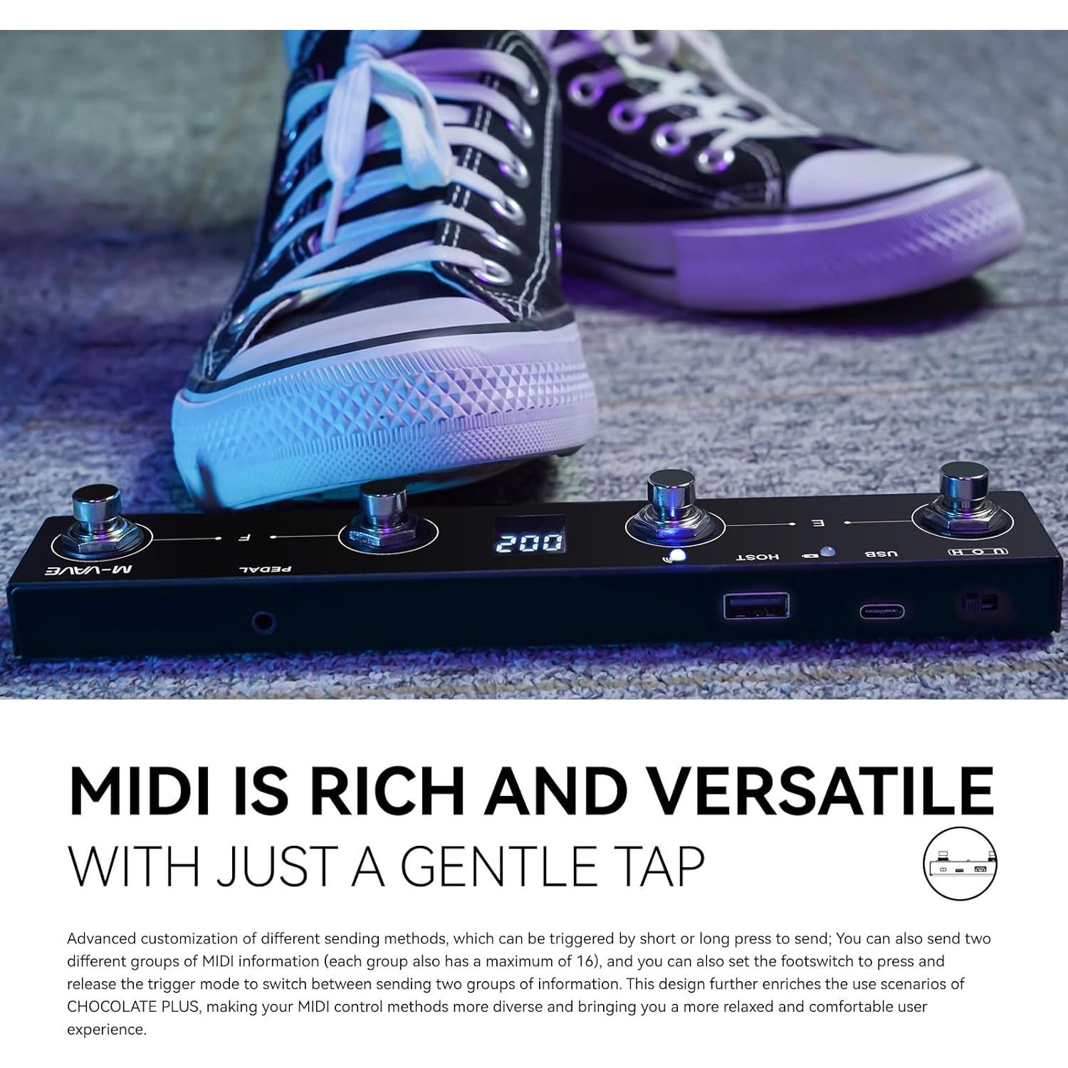 Controlador de Pedal MIDI Inalámbrico Chocolate Plus 4 Botones