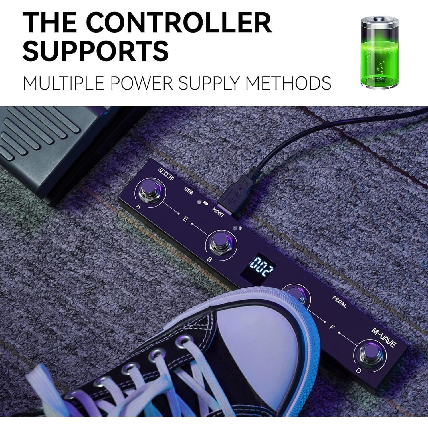 Controlador de Pedal MIDI Inalámbrico Chocolate Plus 4 Botones