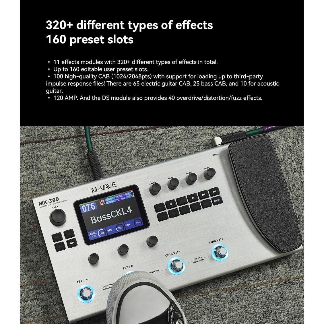 Pedal de Multi-efectos MK-300 con 320+ Efectos y Looper