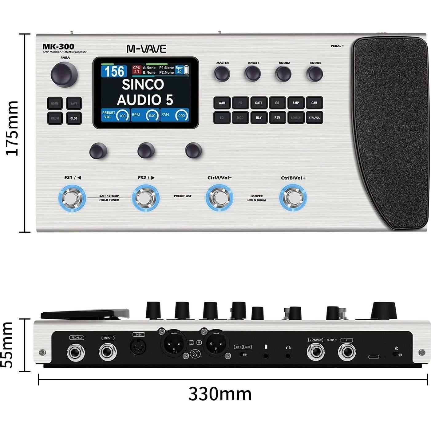 Pedal de Multi-efectos MK-300 con 320+ Efectos y Looper