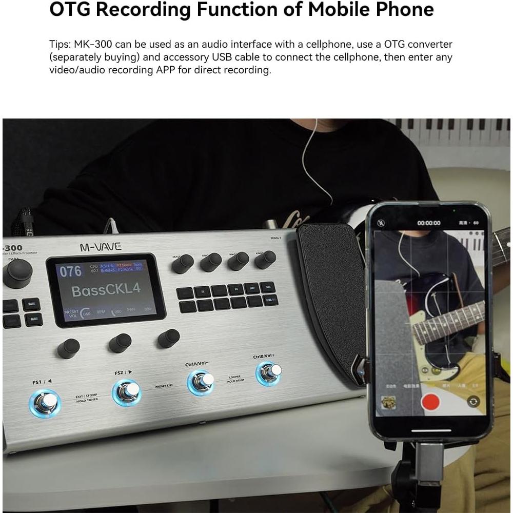 Pedal de Multi-efectos MK-300 con 320+ Efectos y Looper