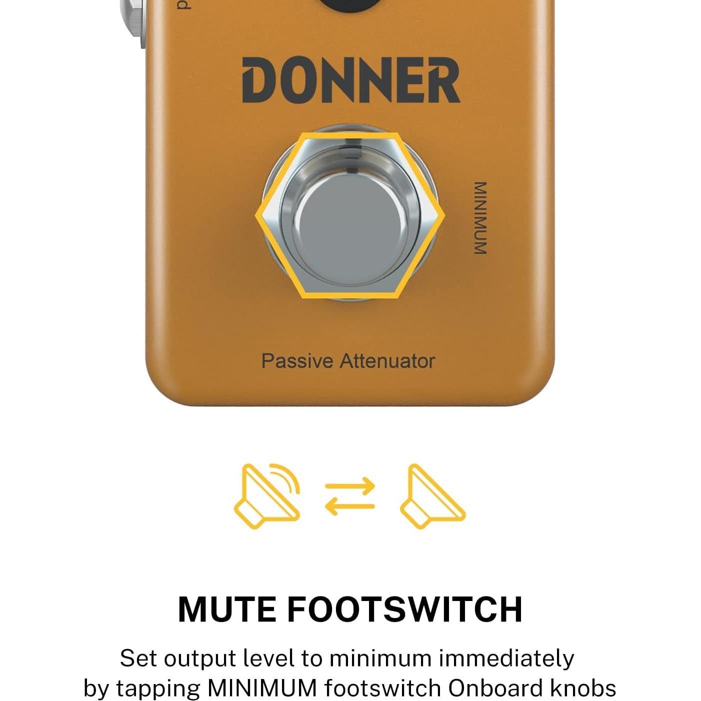 Pedal Atenuador Donner EMO-AMP 9V para Guitarra - Bypass Verdadero