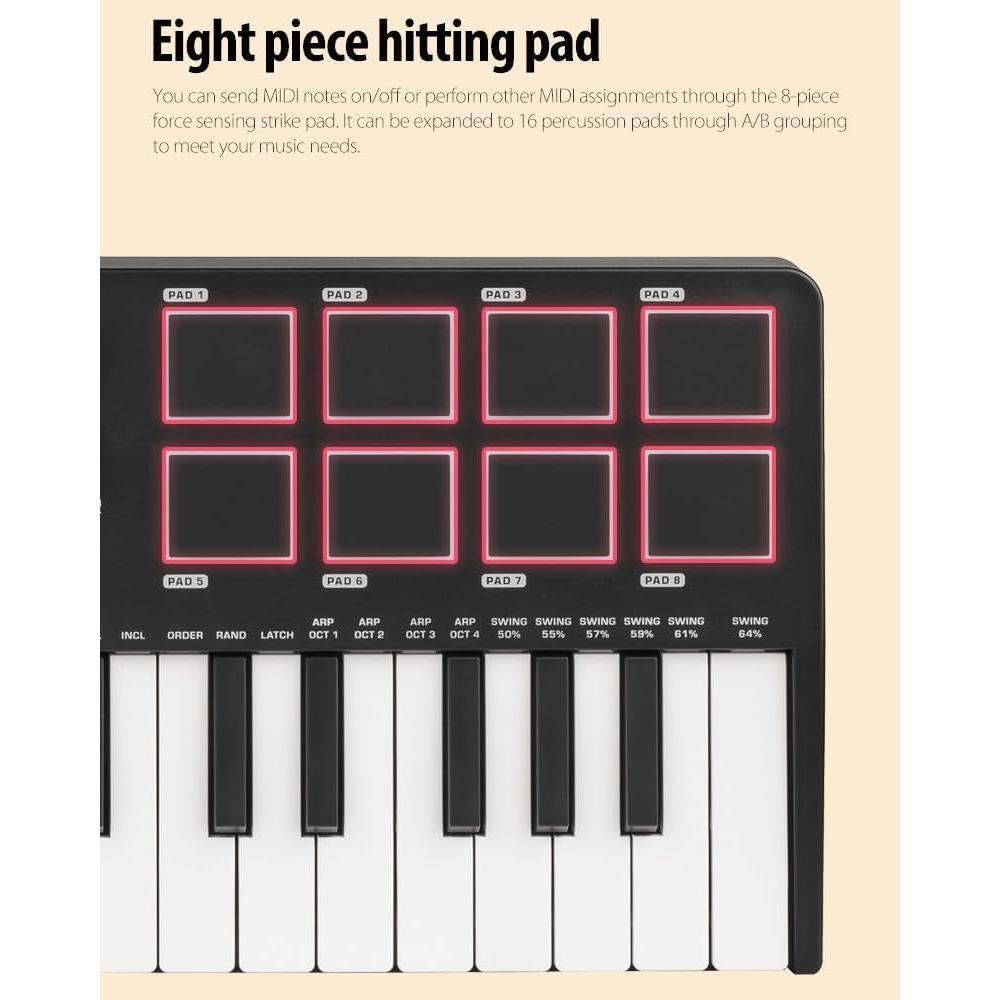 Controlador MIDI KOKKO KB-25 Mini 25 Teclas con Pads Retroiluminados