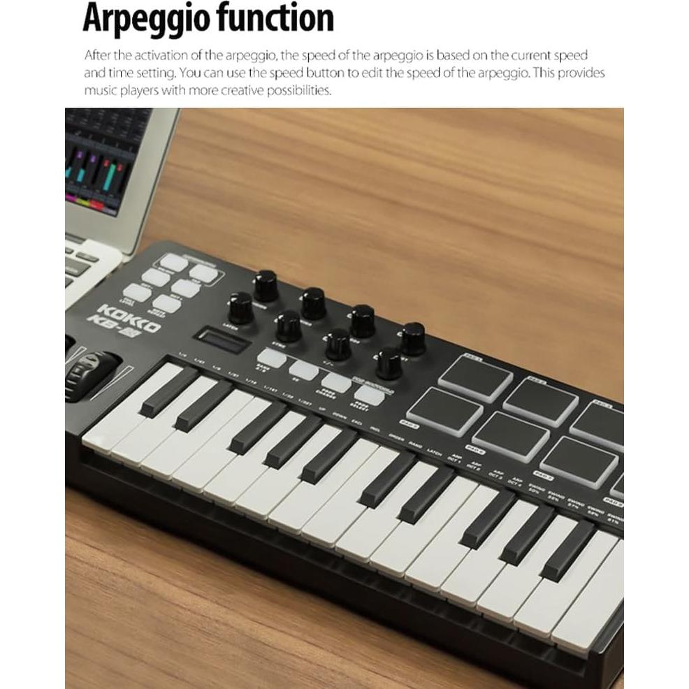 Controlador MIDI KOKKO KB-25 Mini 25 Teclas con Pads Retroiluminados