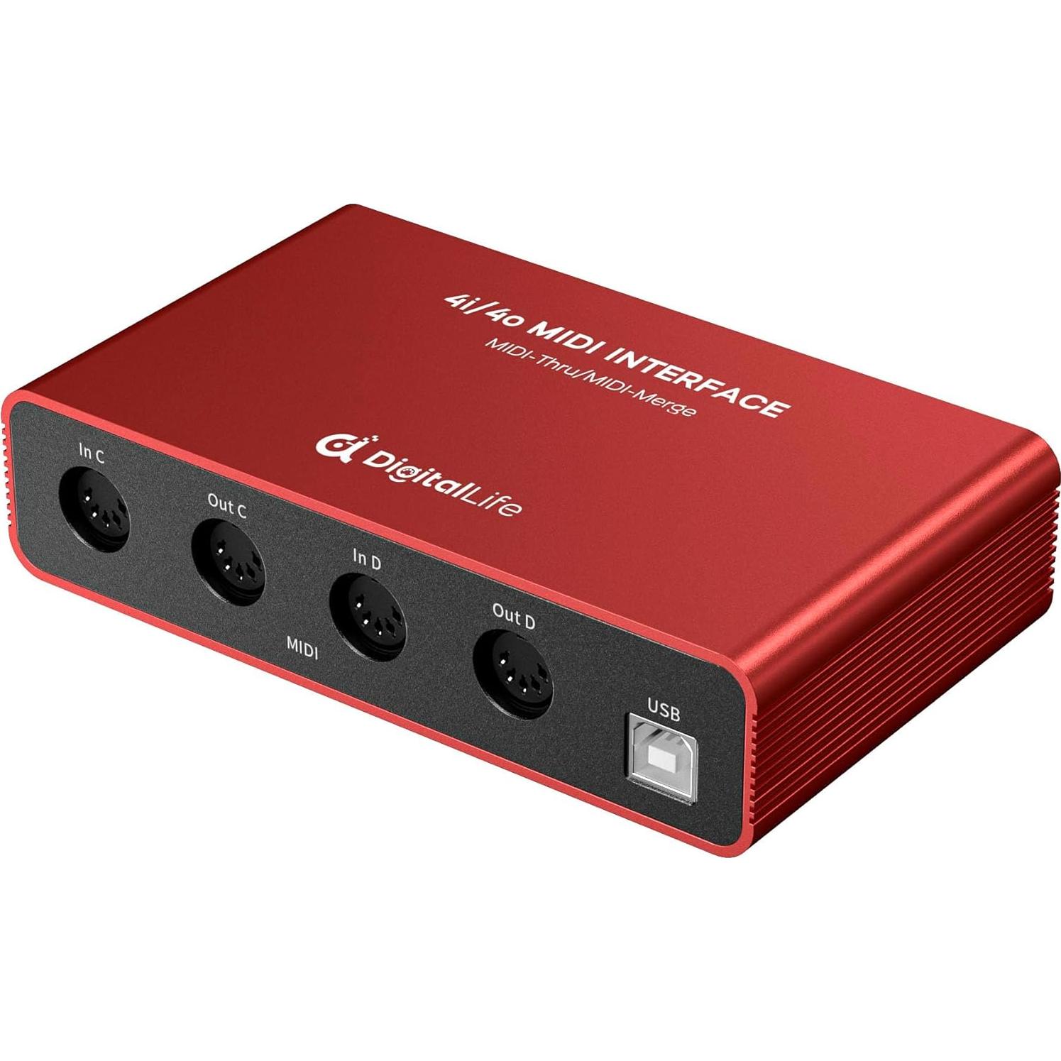 Interfaz MIDI DigitalLife UMB05 - 4x4 Thru y Fusión, Metal