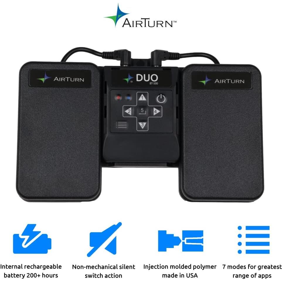 Pedal Bluetooth AirTurn DUO500 Silencioso Control Remoto