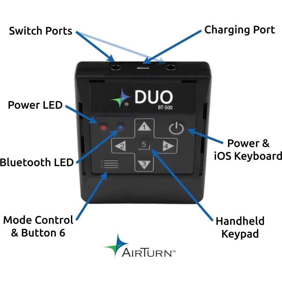 Pedal Bluetooth AirTurn DUO500 Silencioso Control Remoto