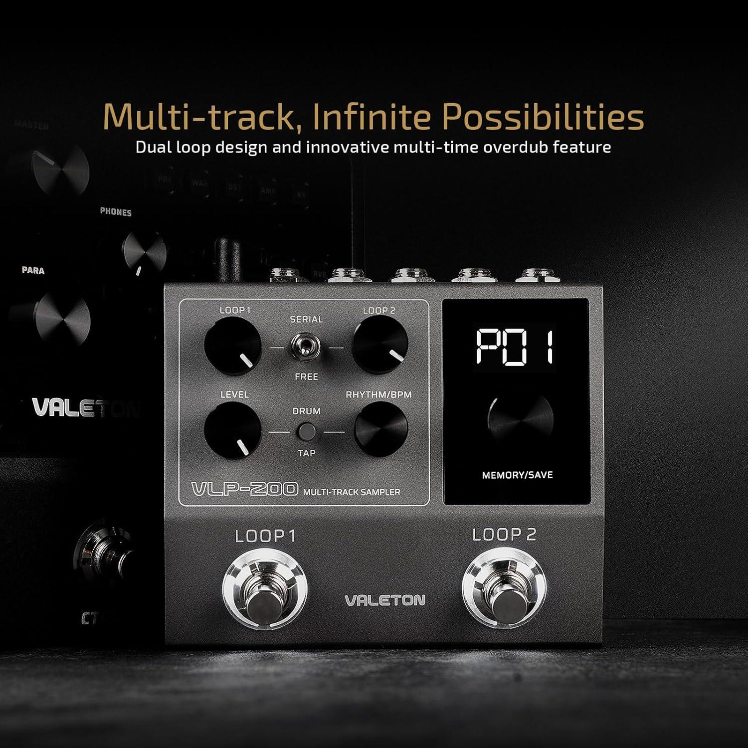 Pedal Looper Estéreo Doble Valeton VLP-200 con 99 Espacios