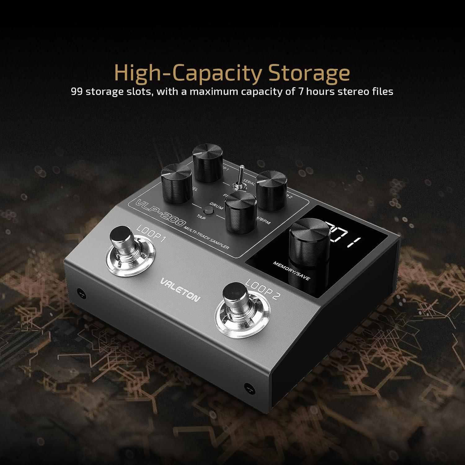 Pedal Looper Estéreo Doble Valeton VLP-200 con 99 Espacios