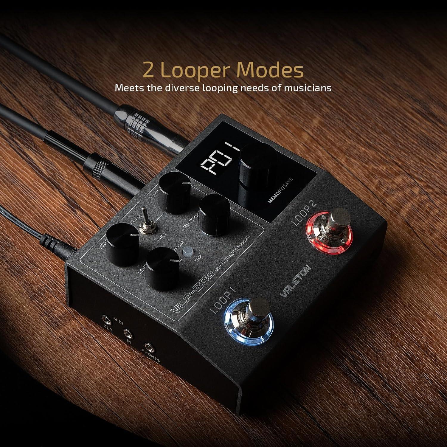 Pedal Looper Estéreo Doble Valeton VLP-200 con 99 Espacios