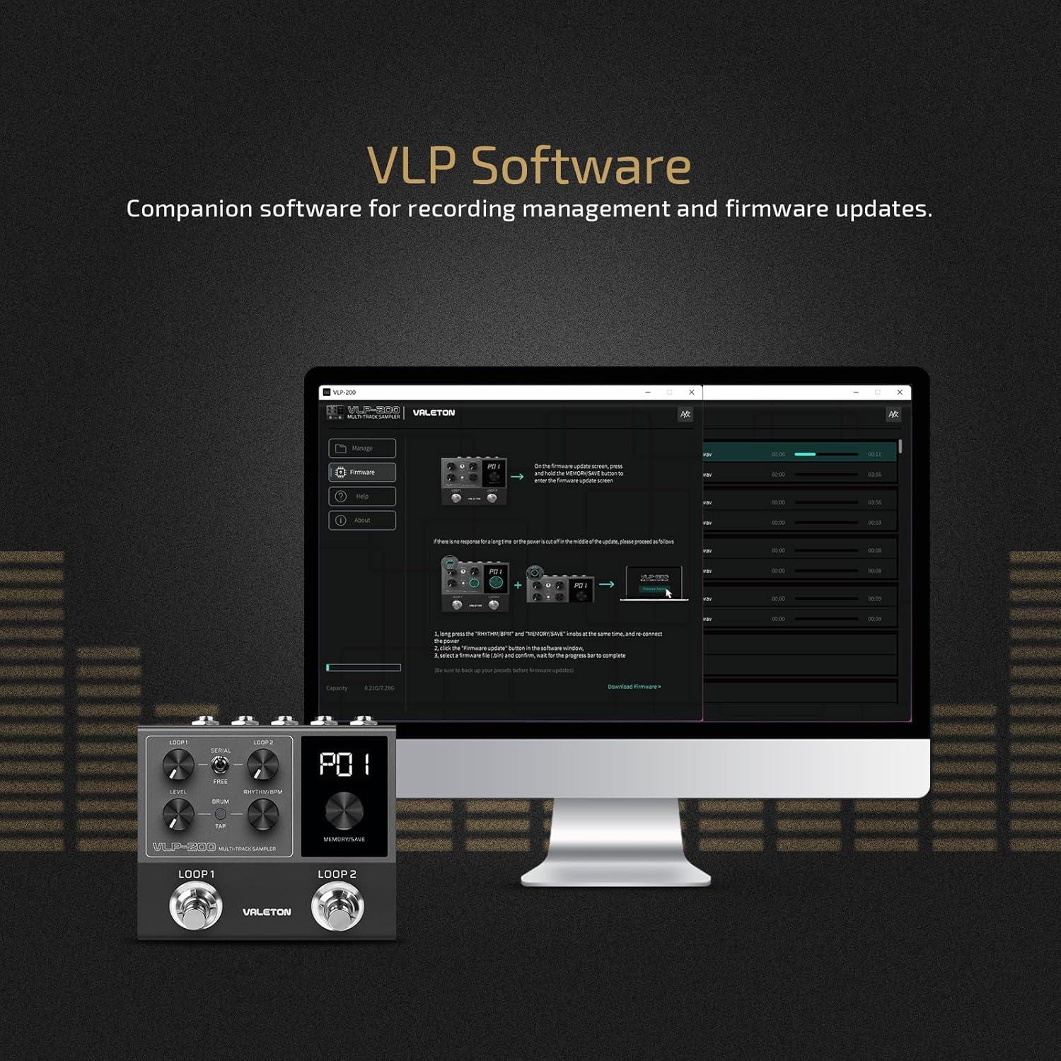 Pedal Looper Estéreo Doble Valeton VLP-200 con 99 Espacios