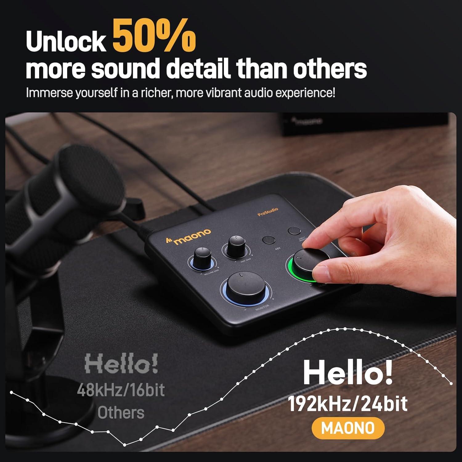 Interfaz de Audio USB MAONO PS22 Lite 24-bit/192kHz XLR