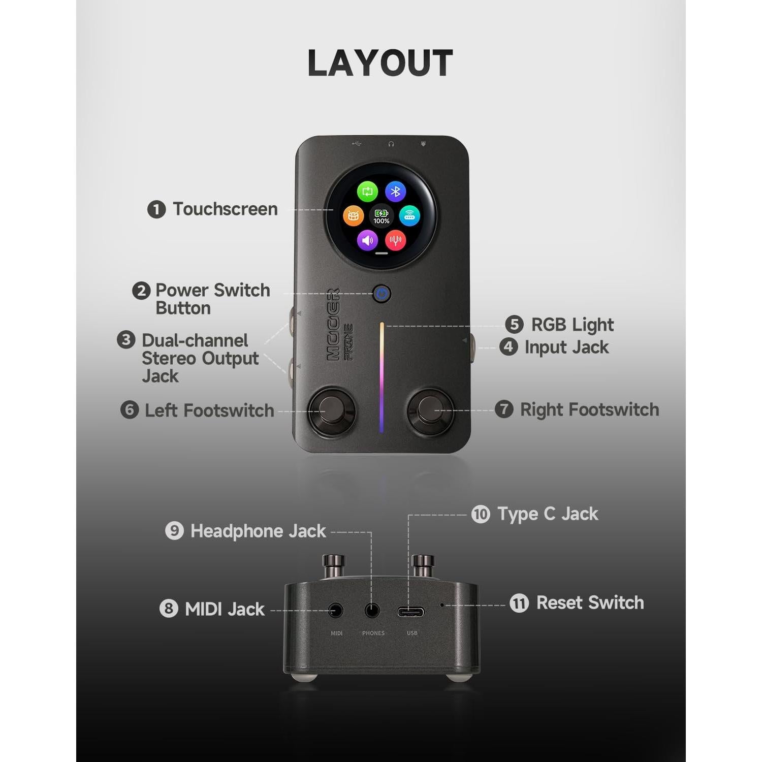 Procesador de Efectos MOOER Prime M2 con Pantalla Táctil