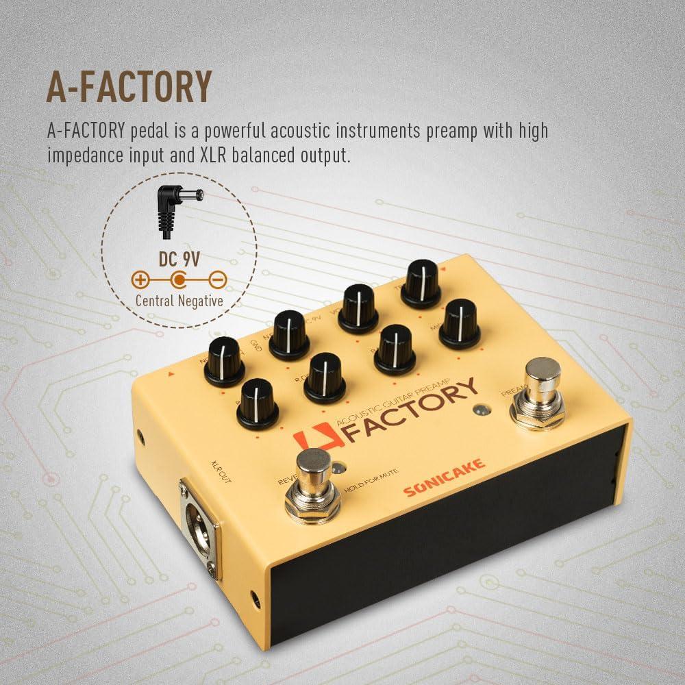 Pedal de Efectos SONICAKE para Guitarra Acústica con Preamp y Reverb