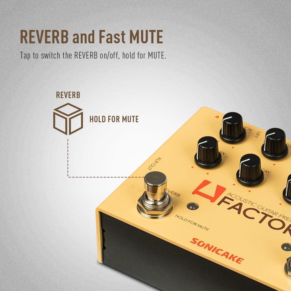 Pedal de Efectos SONICAKE para Guitarra Acústica con Preamp y Reverb
