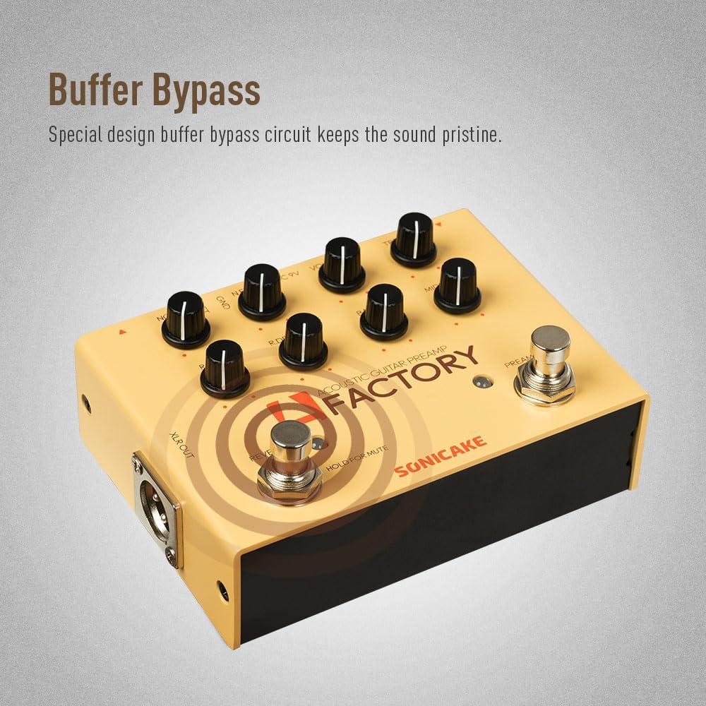 Pedal de Efectos SONICAKE para Guitarra Acústica con Preamp y Reverb