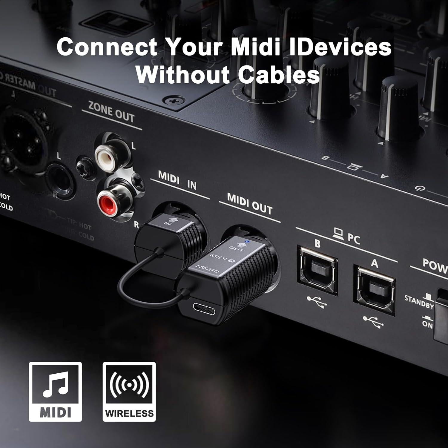 Adaptador MIDI Inalámbrico LEKATO - Ultra Baja Latencia 3ms