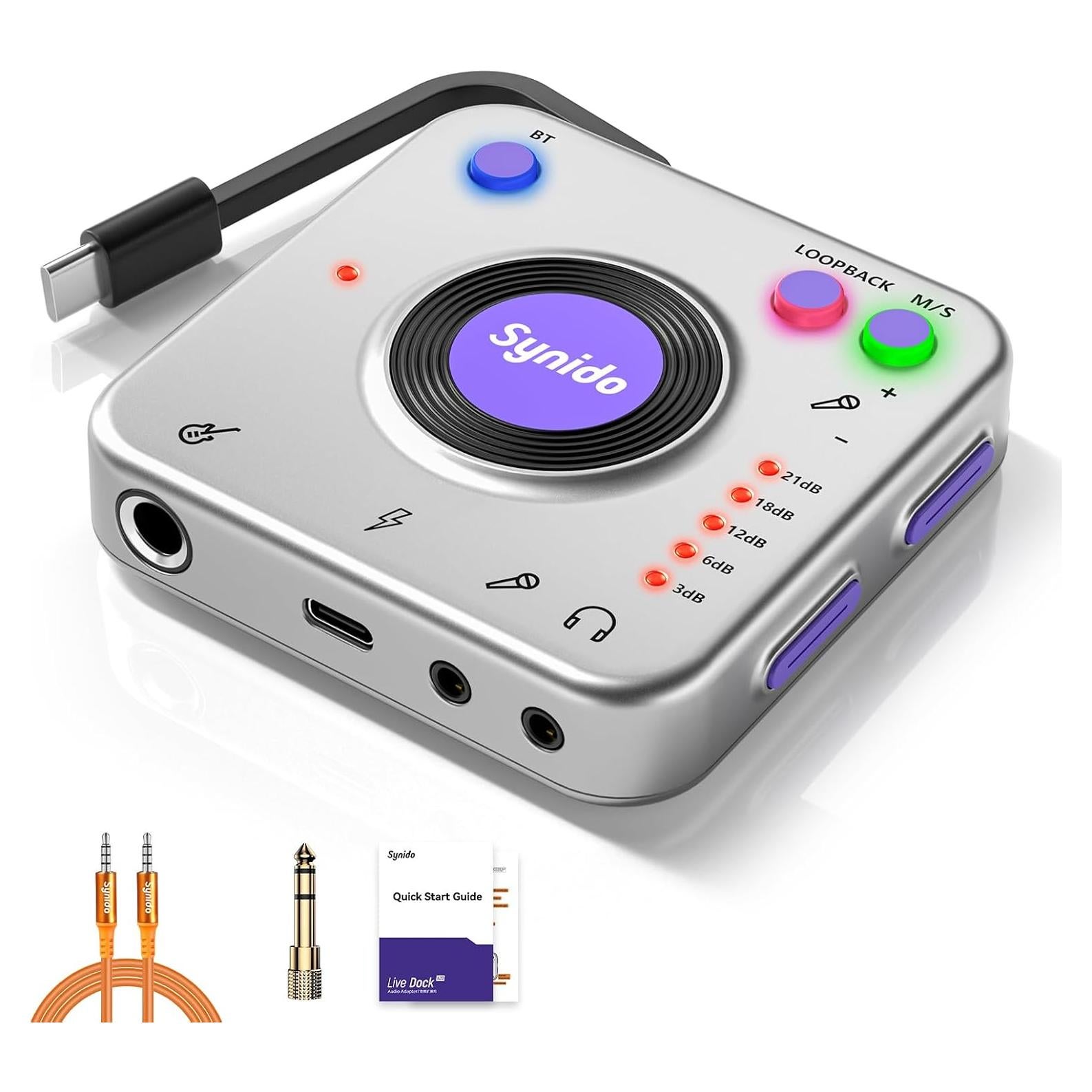 Interfaz de Audio Portátil Synido A20 24-bit/96kHz USB-C