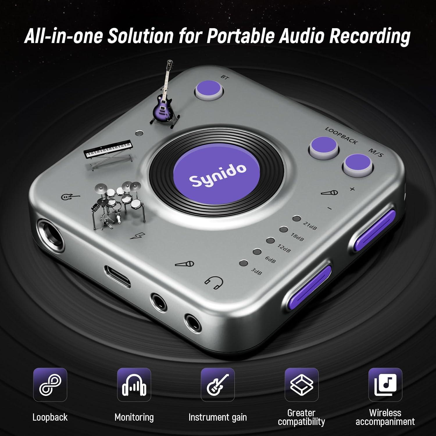 Interfaz de Audio Portátil Synido A20 24-bit/96kHz USB-C