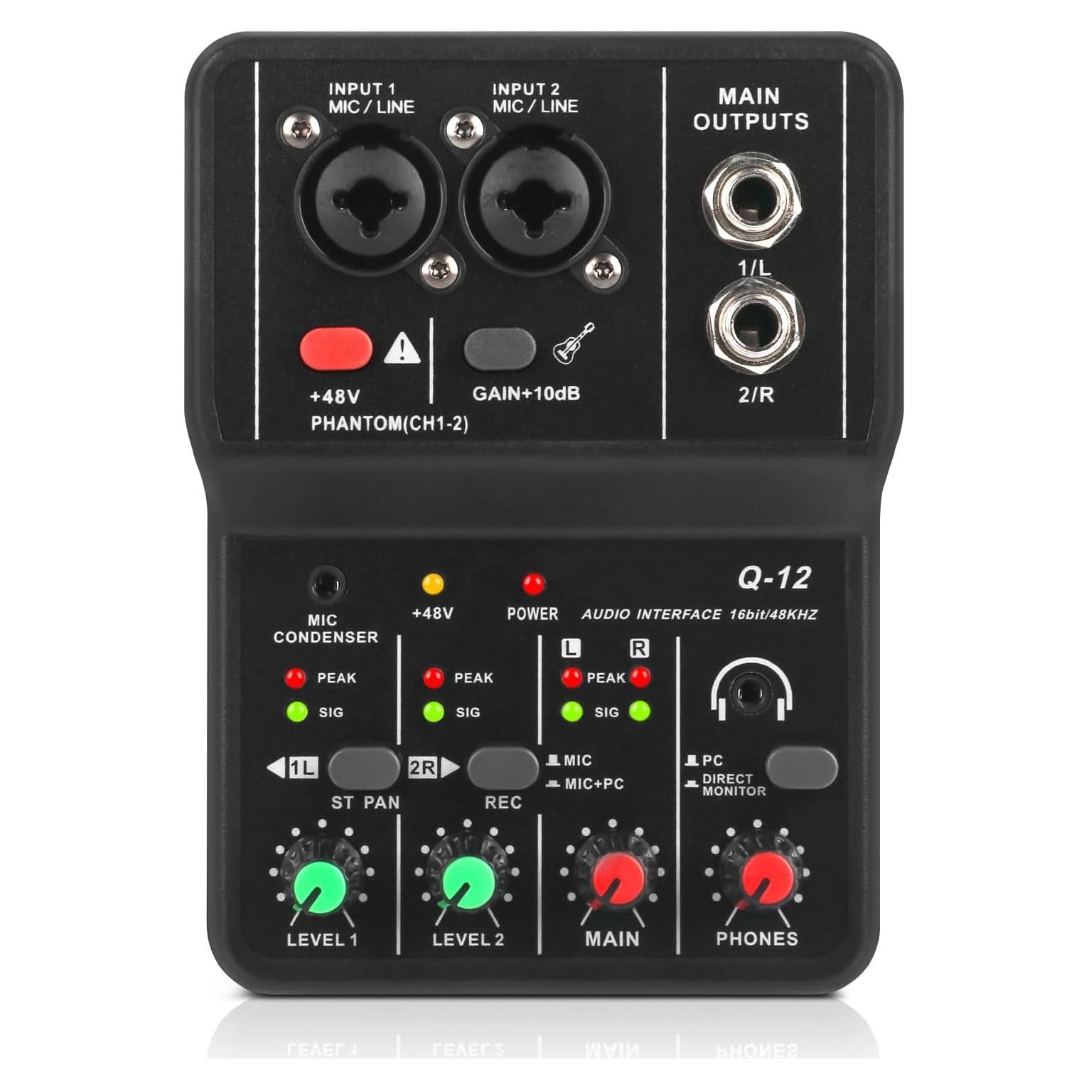 Interfaz de Audio USB XTUGA Q12 para Grabación de Música