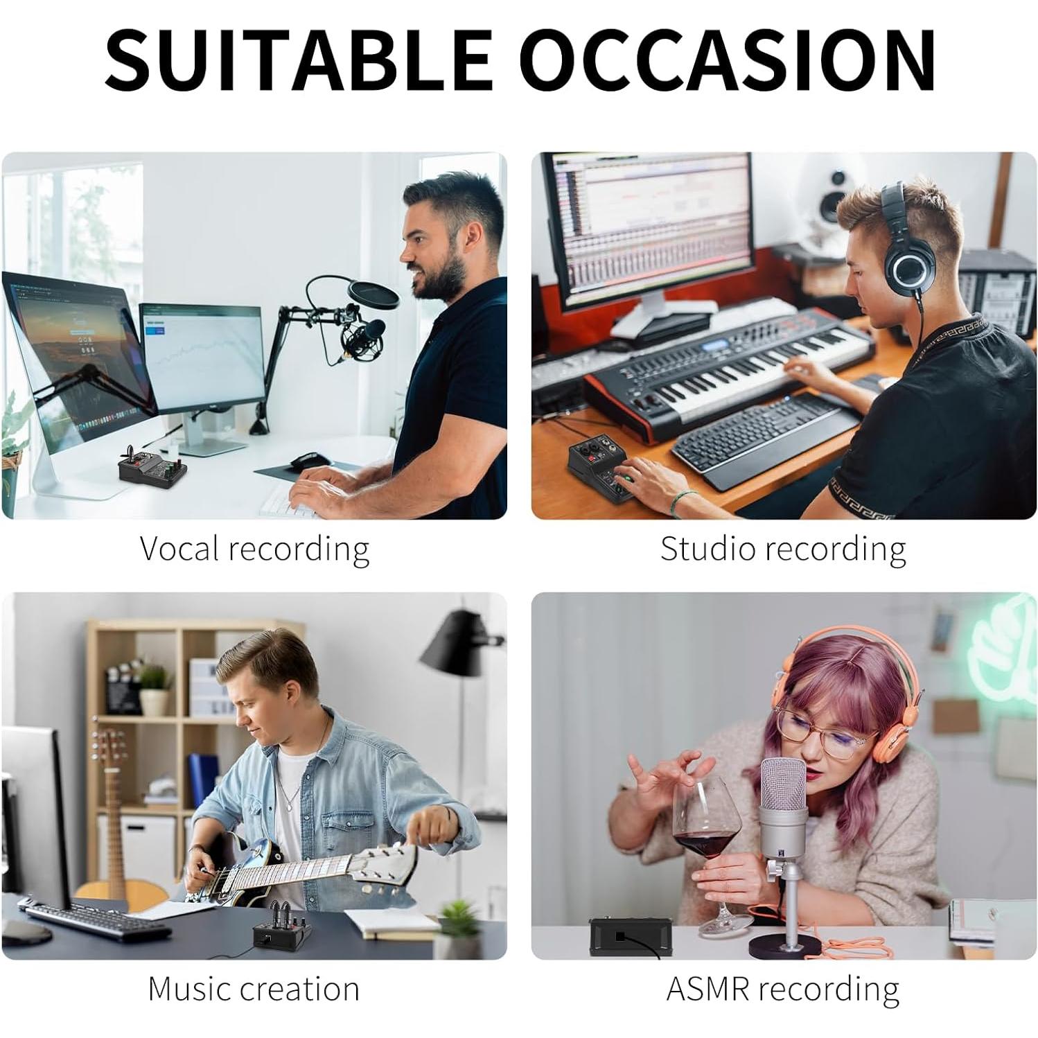 Interfaz de Audio USB XTUGA Q12 para Grabación de Música