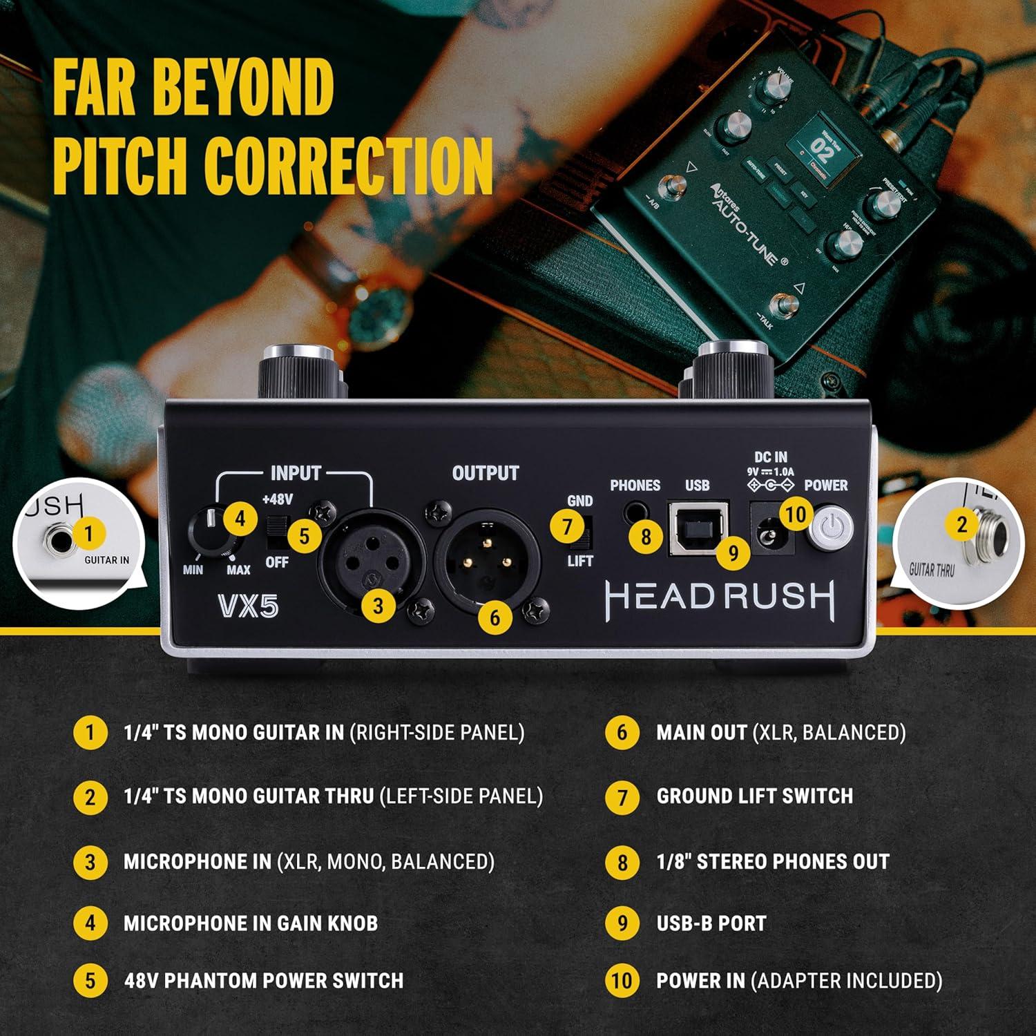 Pedal de Efectos Vocales HeadRush VX5 con AutoTune y Harmonizador
