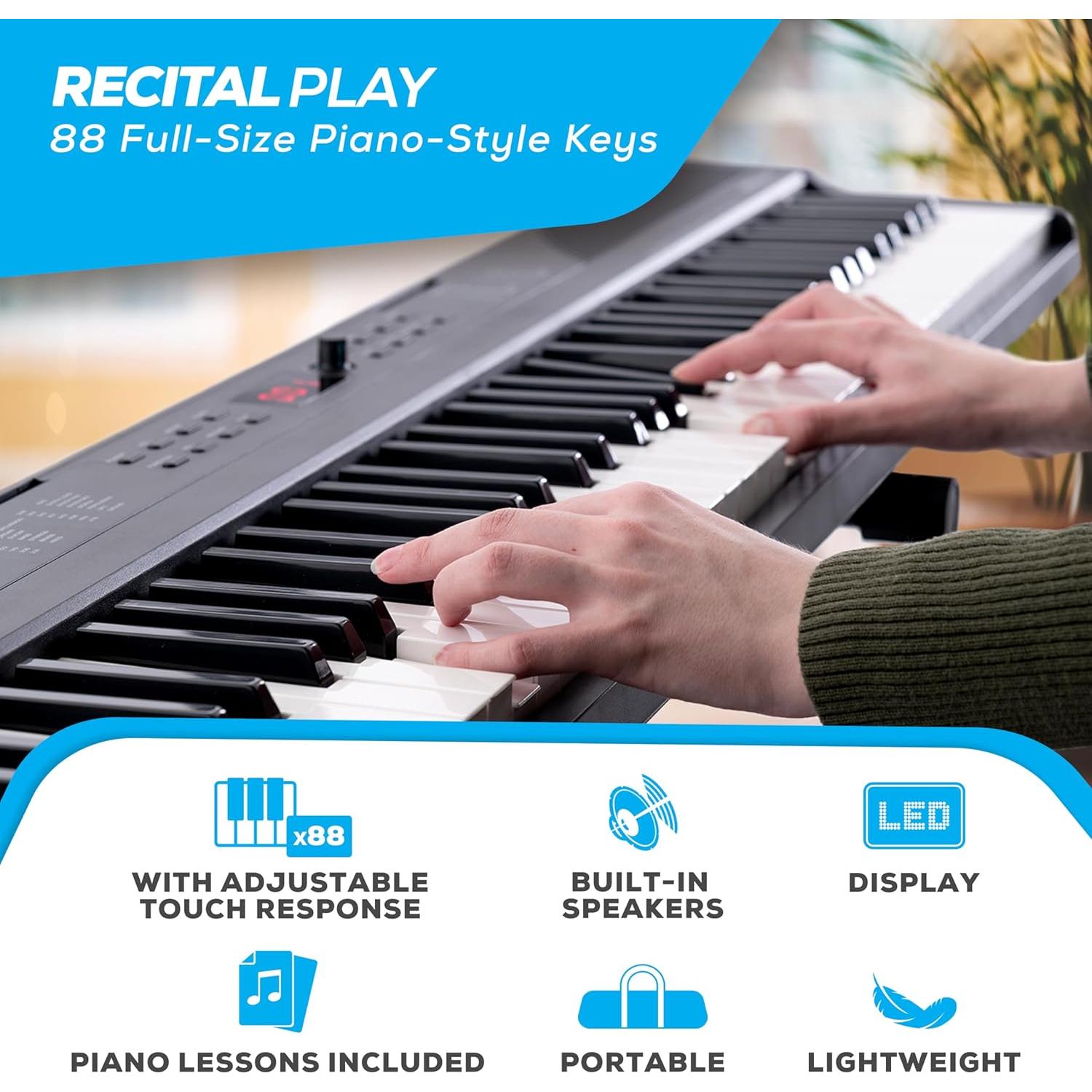 Teclado Electrónico Alesis Recital Play 88 Teclas con Accesorios