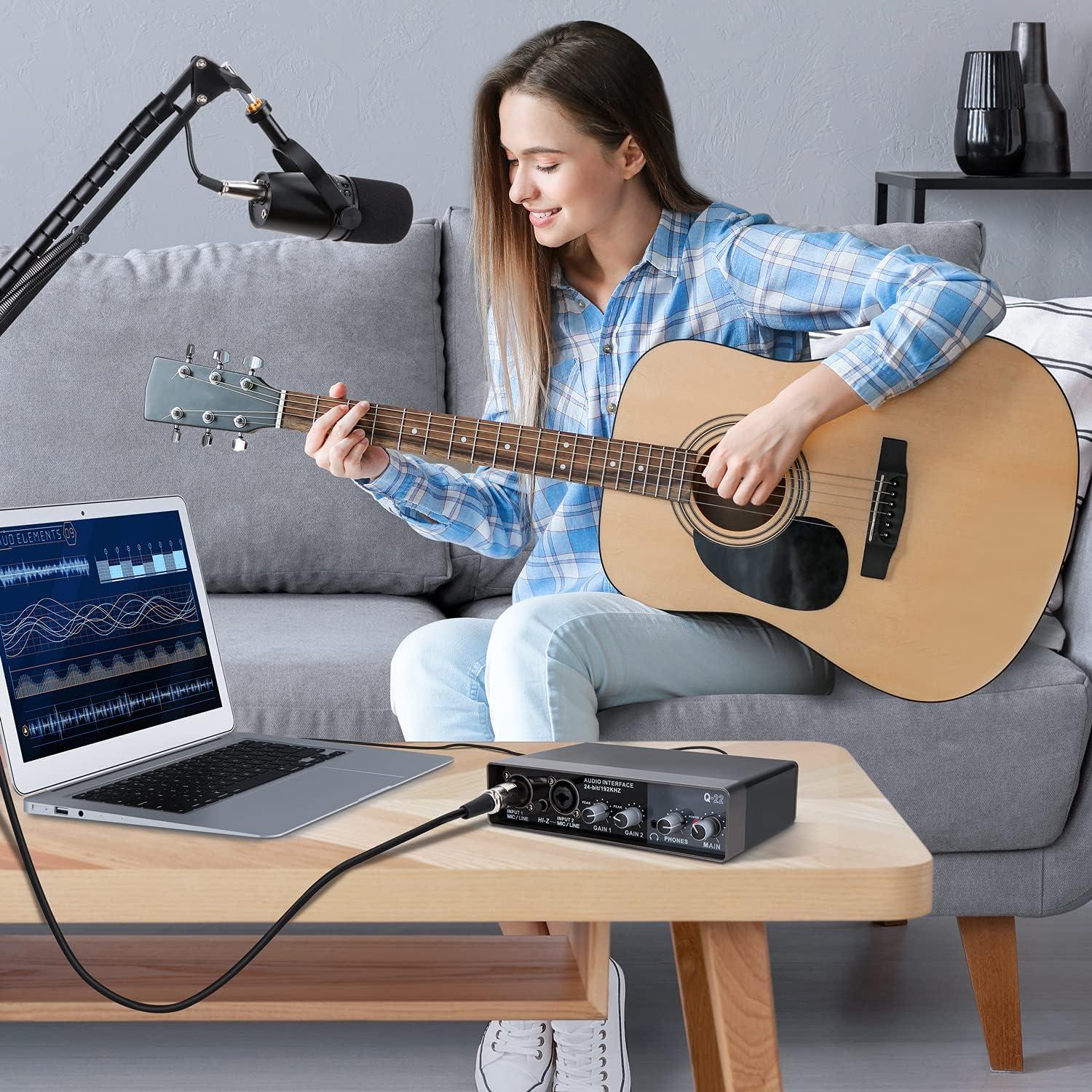 Interfaz de Audio USB YOUSHARES 2 Canales 48V para Grabación