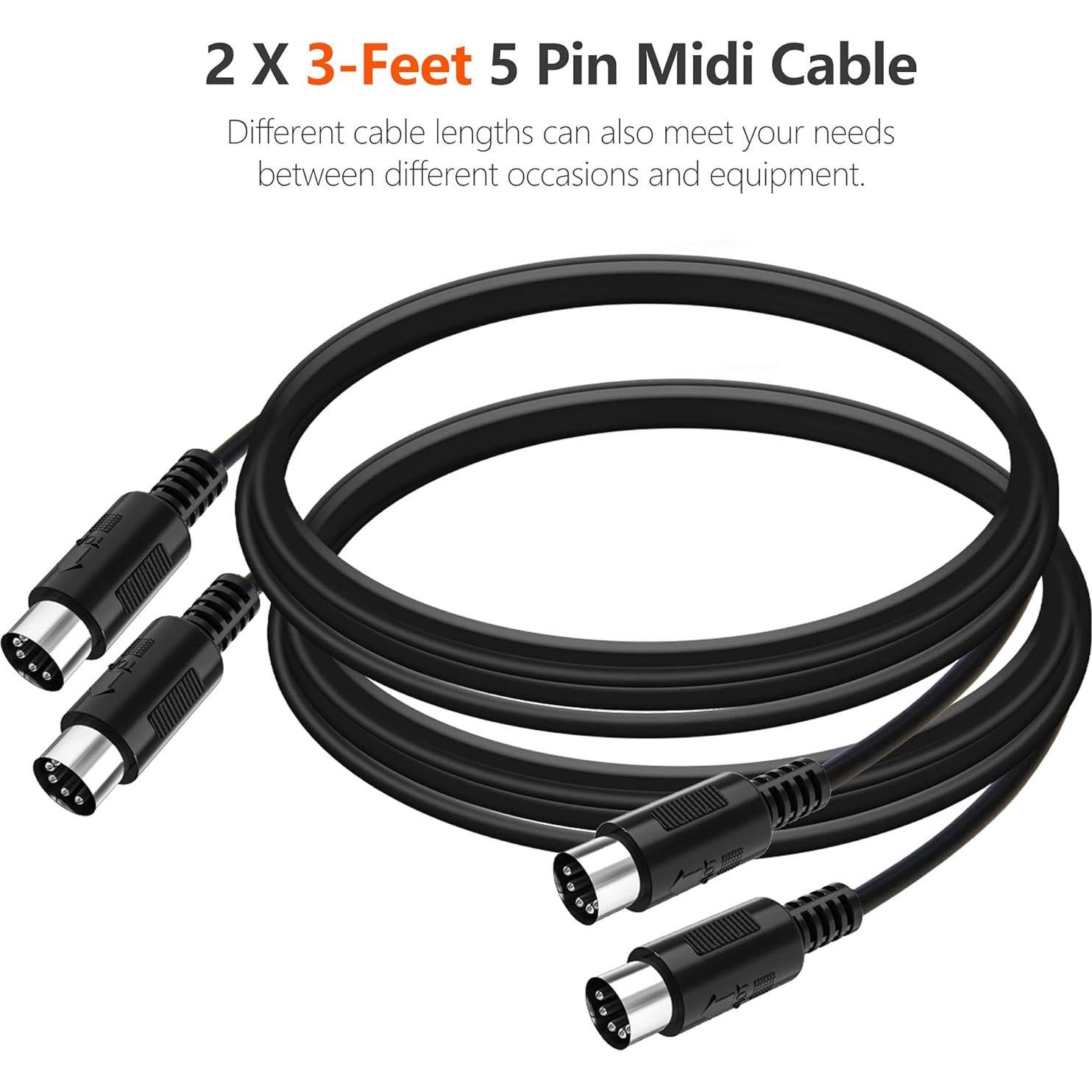 Cable MIDI Macho a Macho 5 Pines Mellbree 2-Pack 0.91m