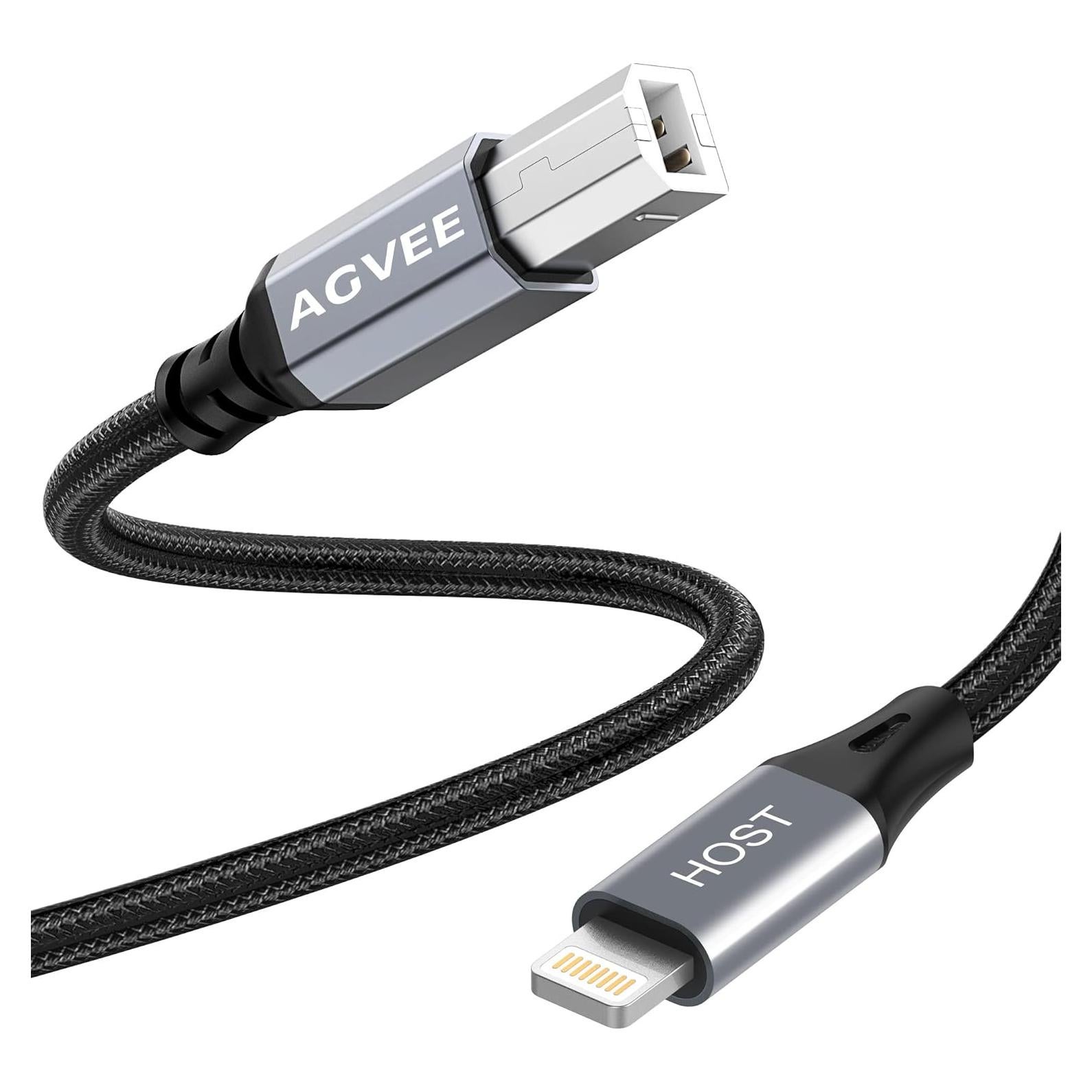 Cable MIDI USB Tipo-B AGVEE 1.5m Lightning OTG para iPhone