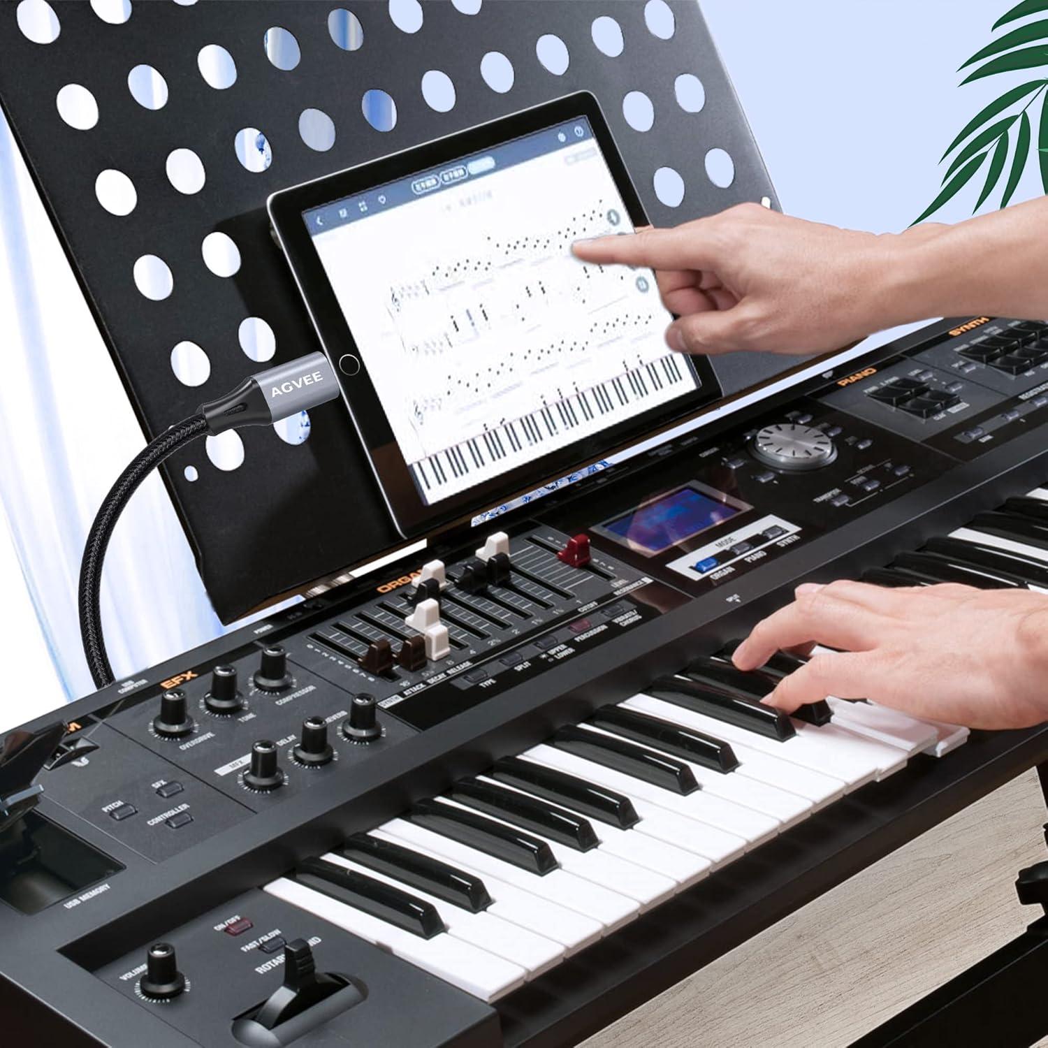 Cable MIDI USB Tipo-B AGVEE 1.5m Lightning OTG para iPhone