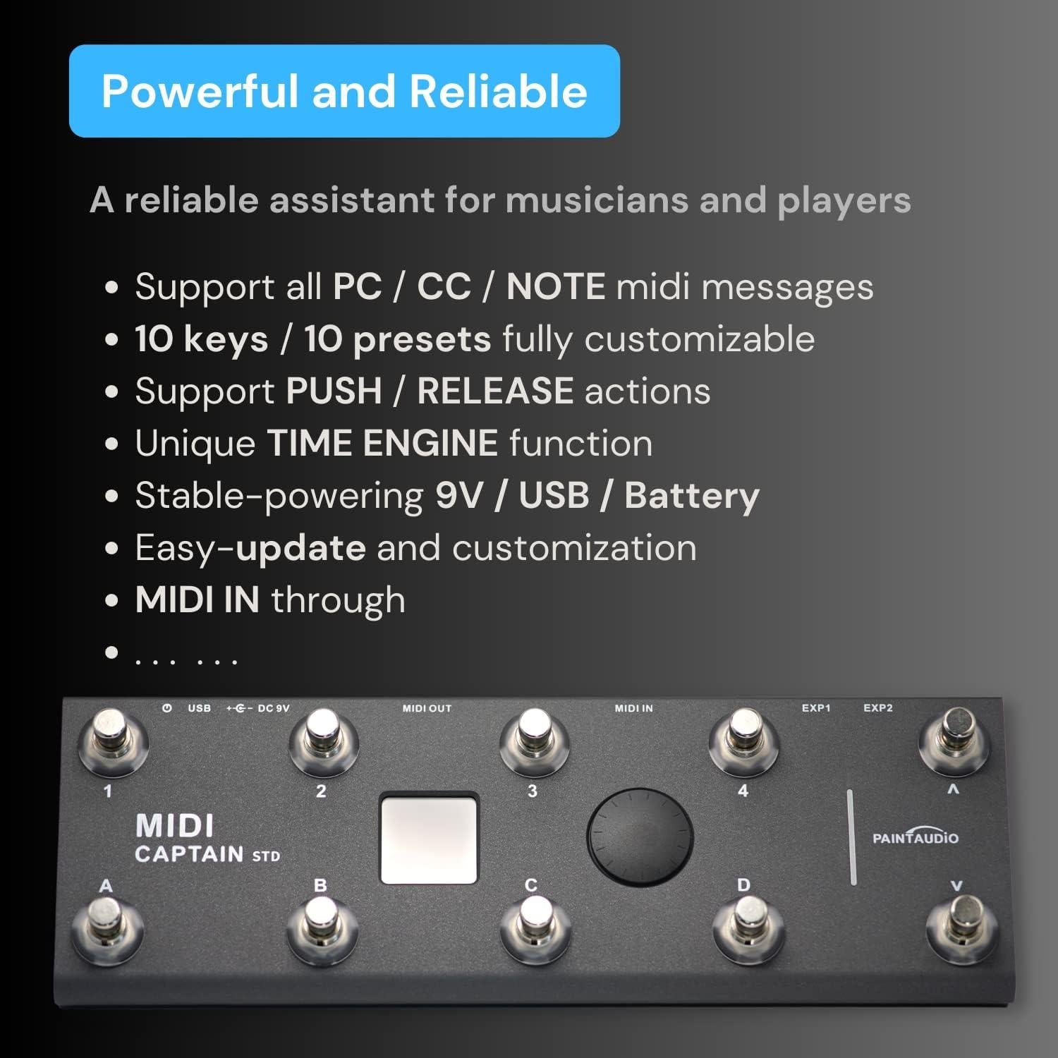 Controlador MIDI de pie Captain Audio Paint con 10 interruptores