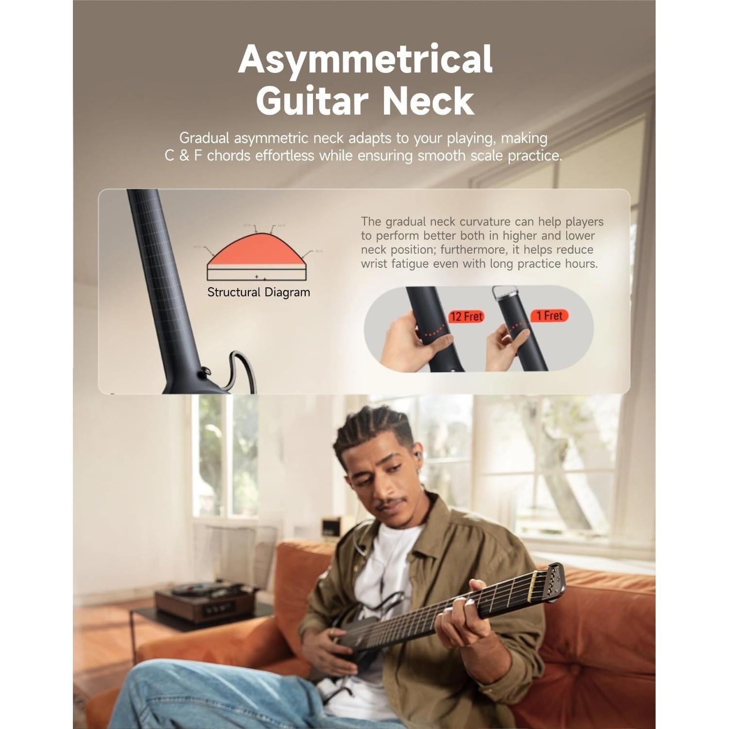 Guitarra Acústica Eléctrica Donner HUSH I Negra Portátil