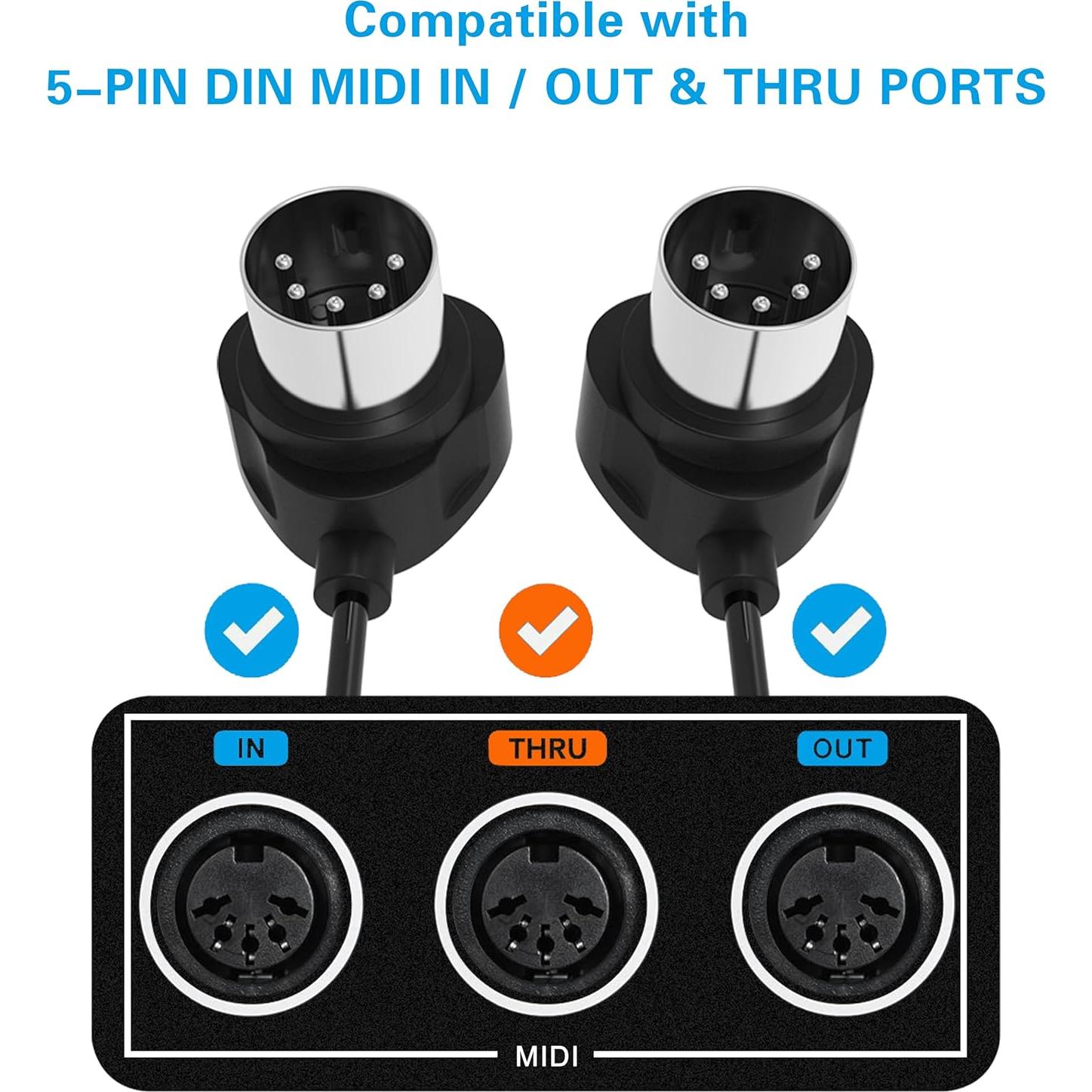 FORE Paquete de 4 Cables MIDI 60cm Ultra Pequeños