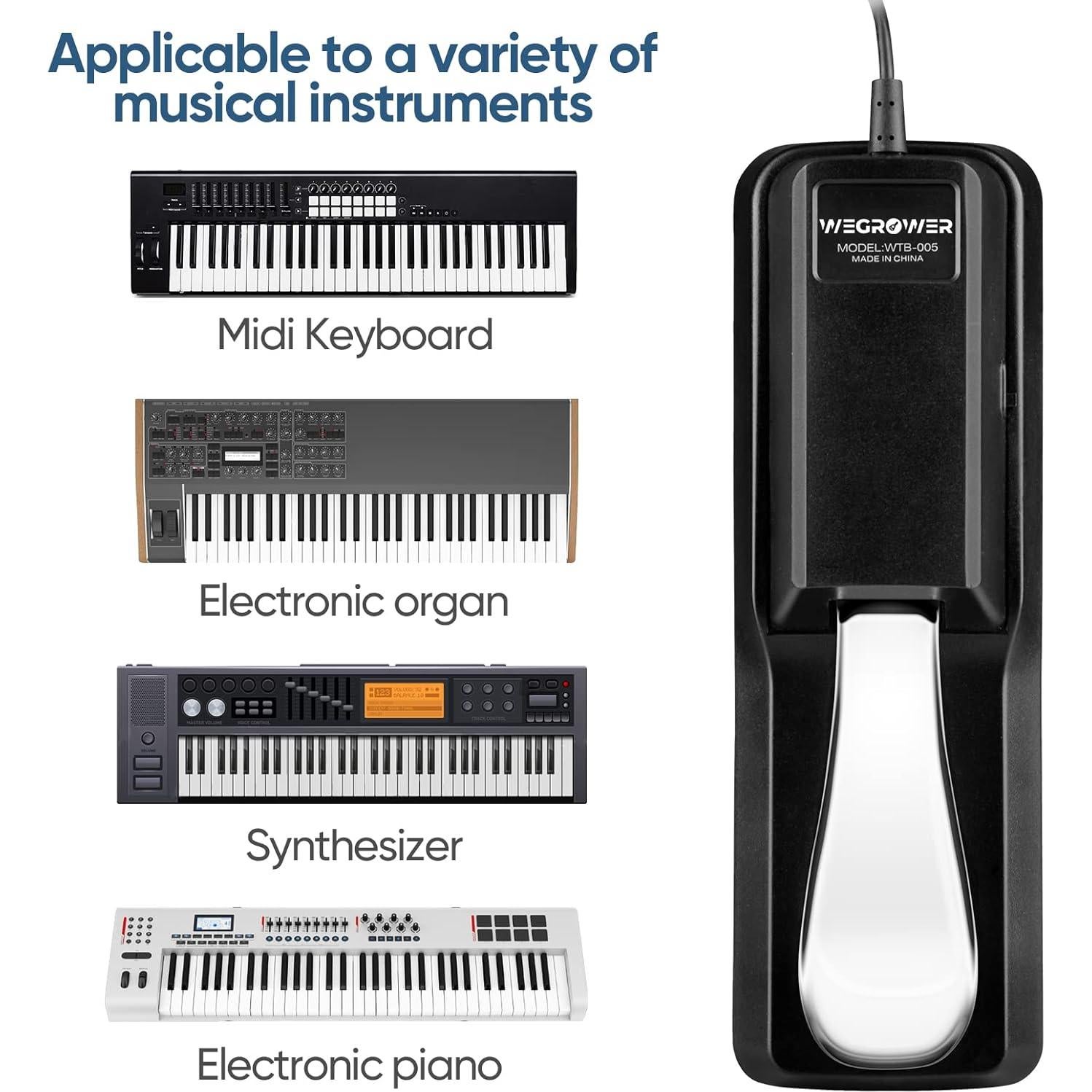 Pedal de Sostenido Wegrower WP-01 para Teclados y Pianos