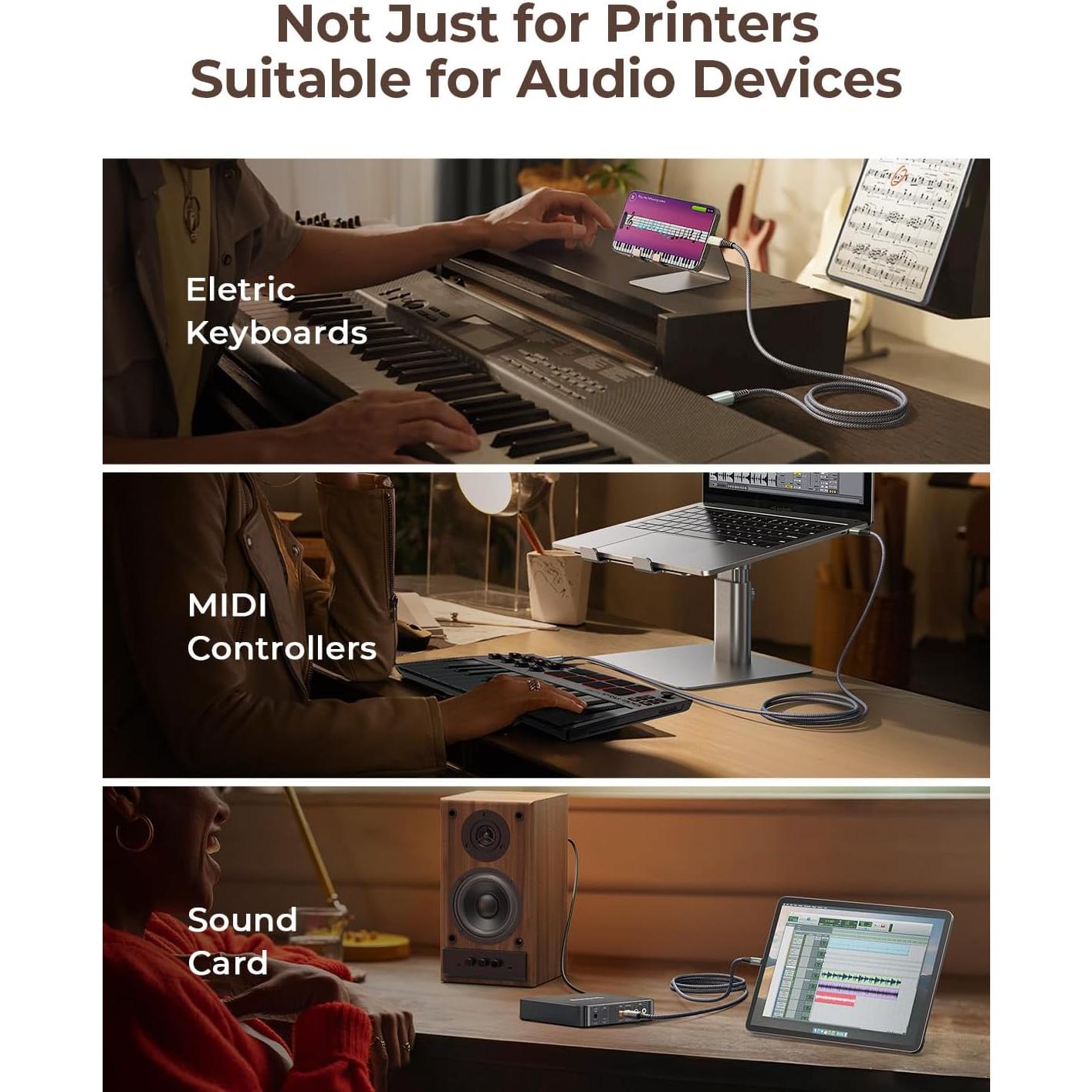 Cable USB C a USB B AINOPE 2m Alta Velocidad Gris