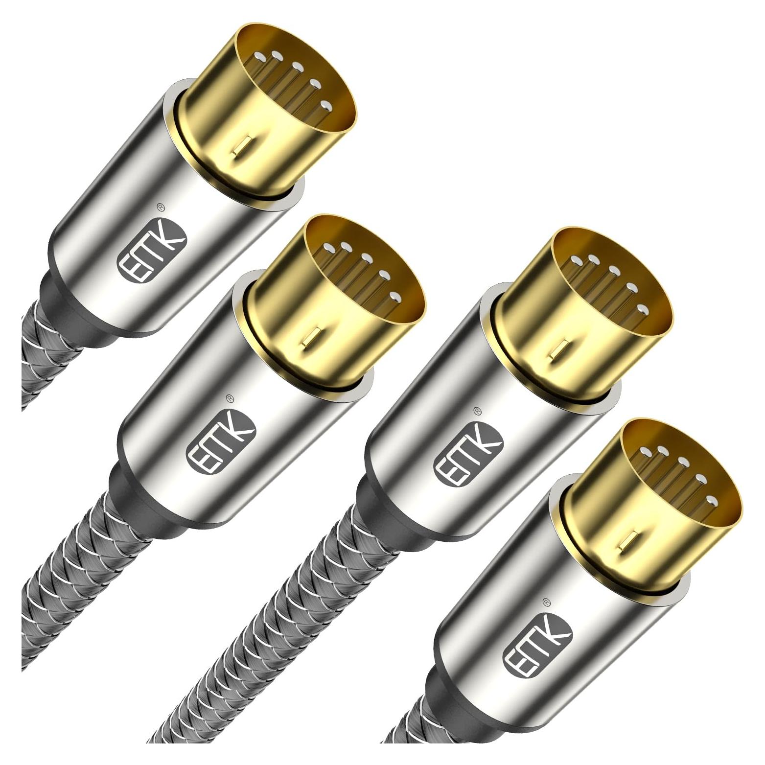 Cable MIDI 5 Pines EMK Trenzado 2M - Conectores Niquelados