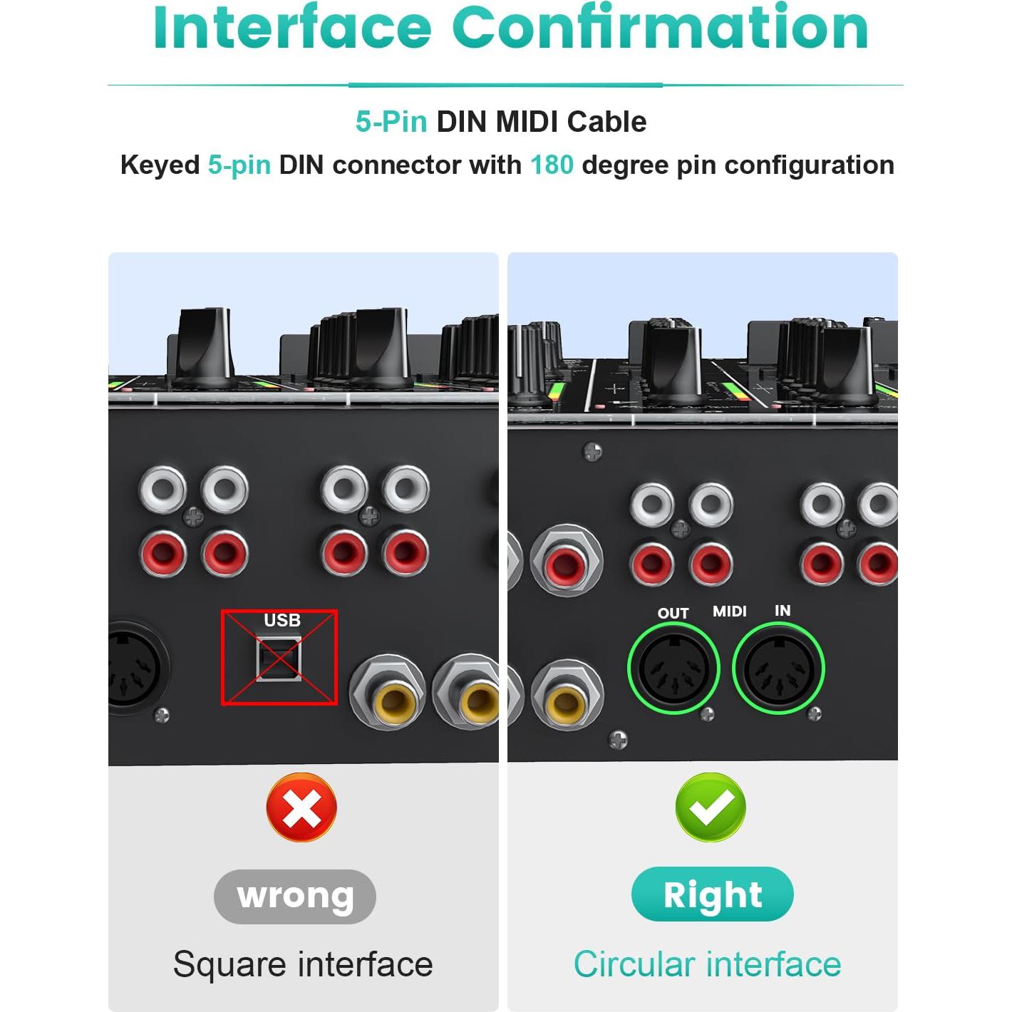 Cable MIDI 5 Pines EMK Trenzado 2M - Conectores Niquelados