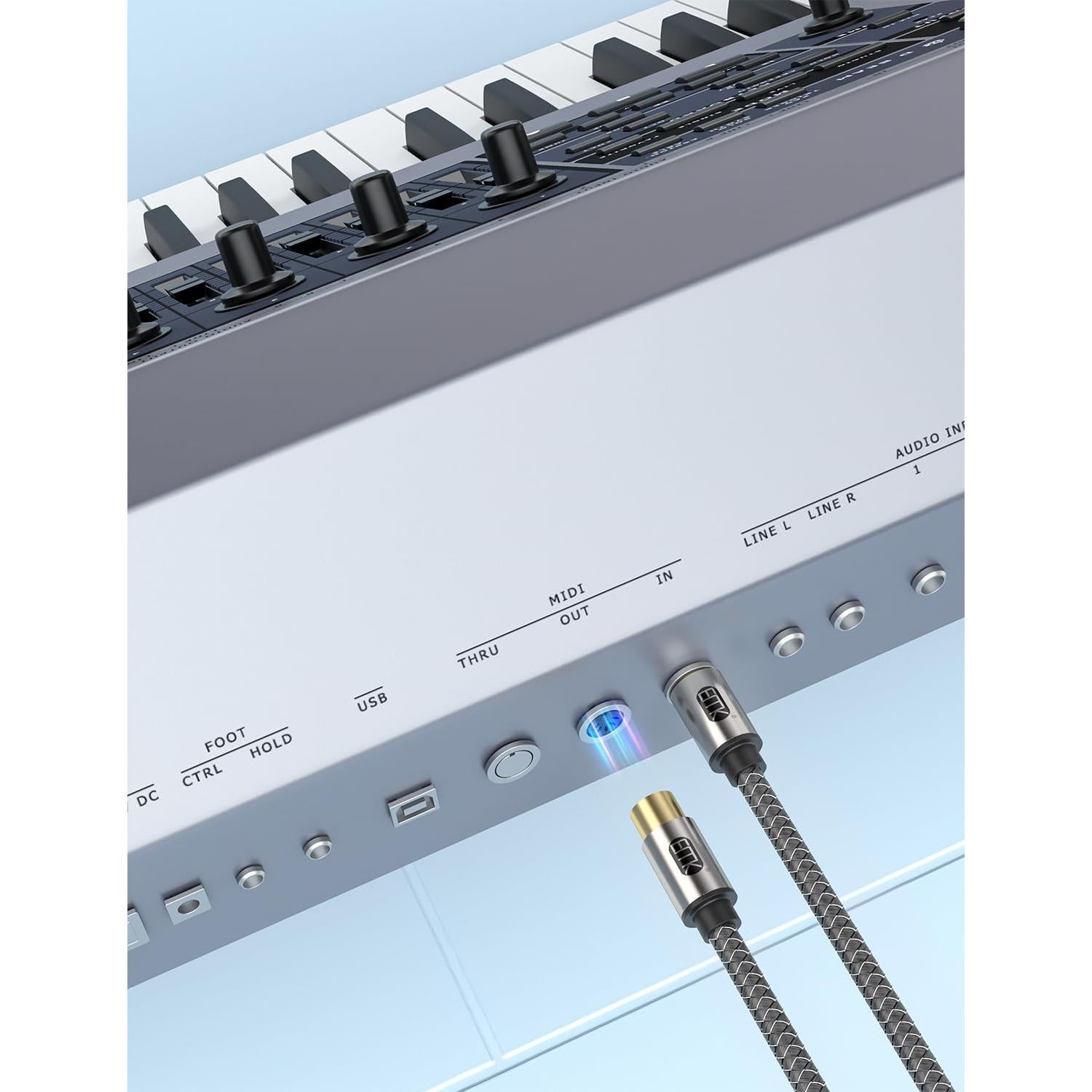 Cable MIDI 5 Pines EMK Trenzado 2M - Conectores Niquelados