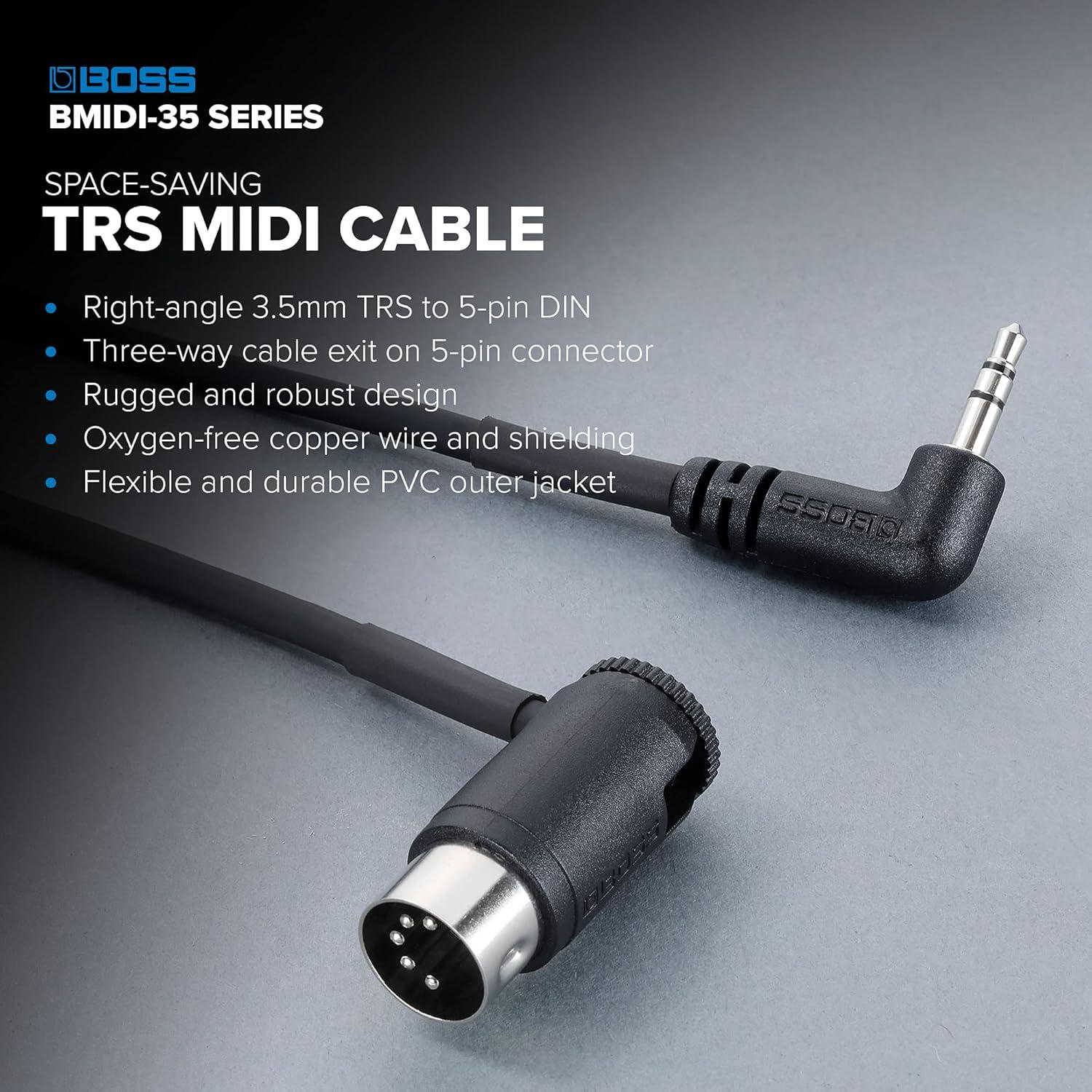 Cable MIDI BOSS BMIDI-1-35 30 cm TRS 3.5mm a DIN 5 Pines