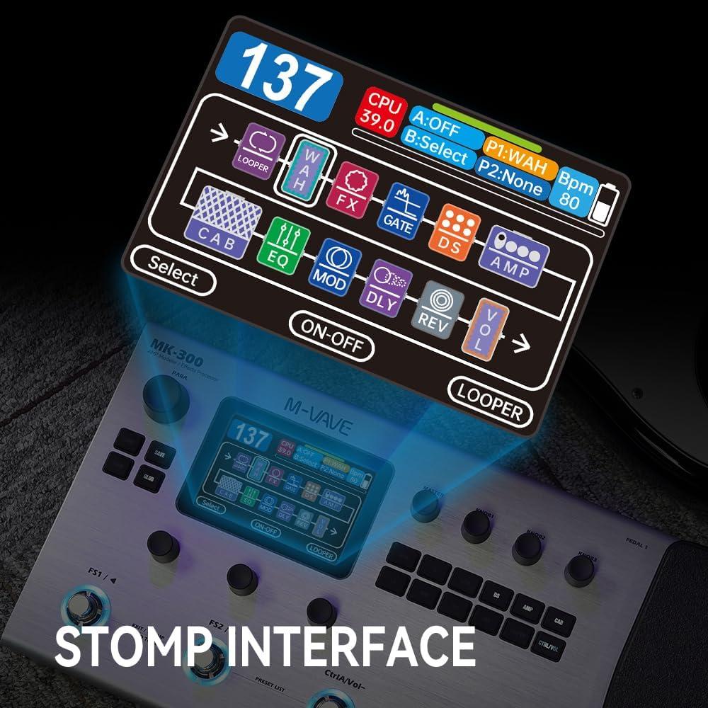 Procesador de Efectos M-VAVE MK-300 para Guitarra 320+ Efectos