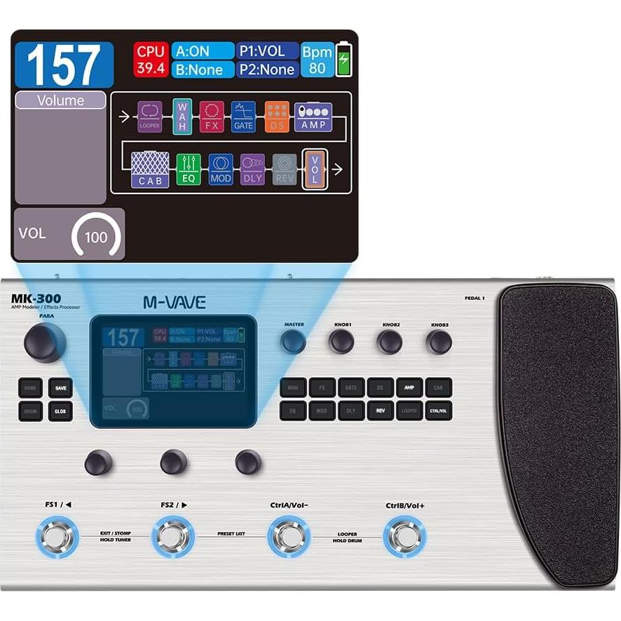 Procesador de Efectos M-VAVE MK-300 para Guitarra 320+ Efectos