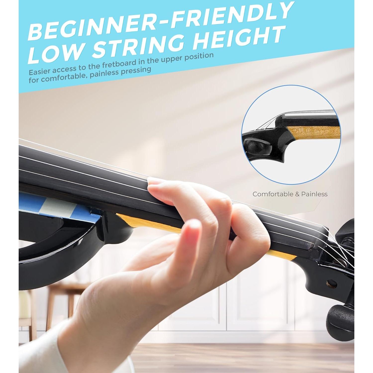 Vangoa Violín Eléctrico 4/4 Silencioso para Principiantes Azul