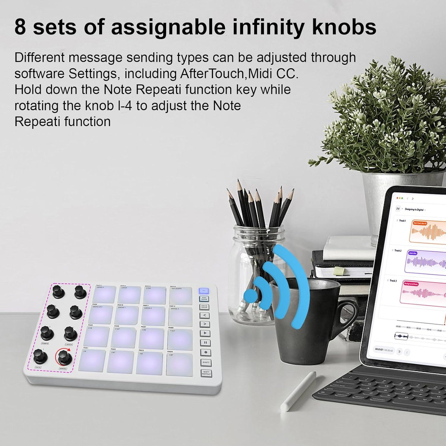 Controlador MIDI Summina Pad 16 Pads RGB Conexión BT 0.68 kg